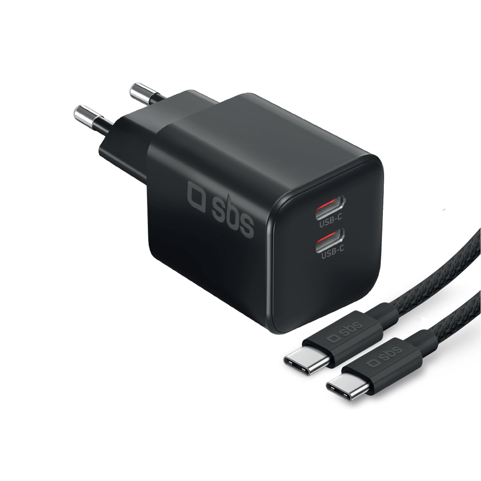 Kit charge 100W double USB‑C avec câble tressé