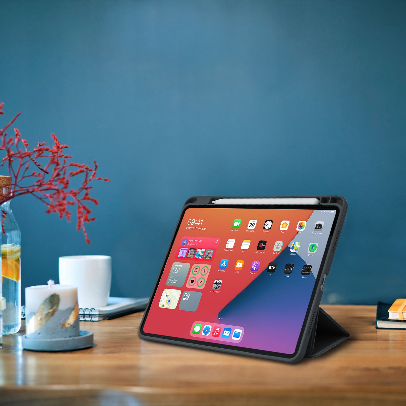 Étui support avec porte-stylo pour iPad Air 11" 2025/2024 / iPad Pro 11" 2021/2020