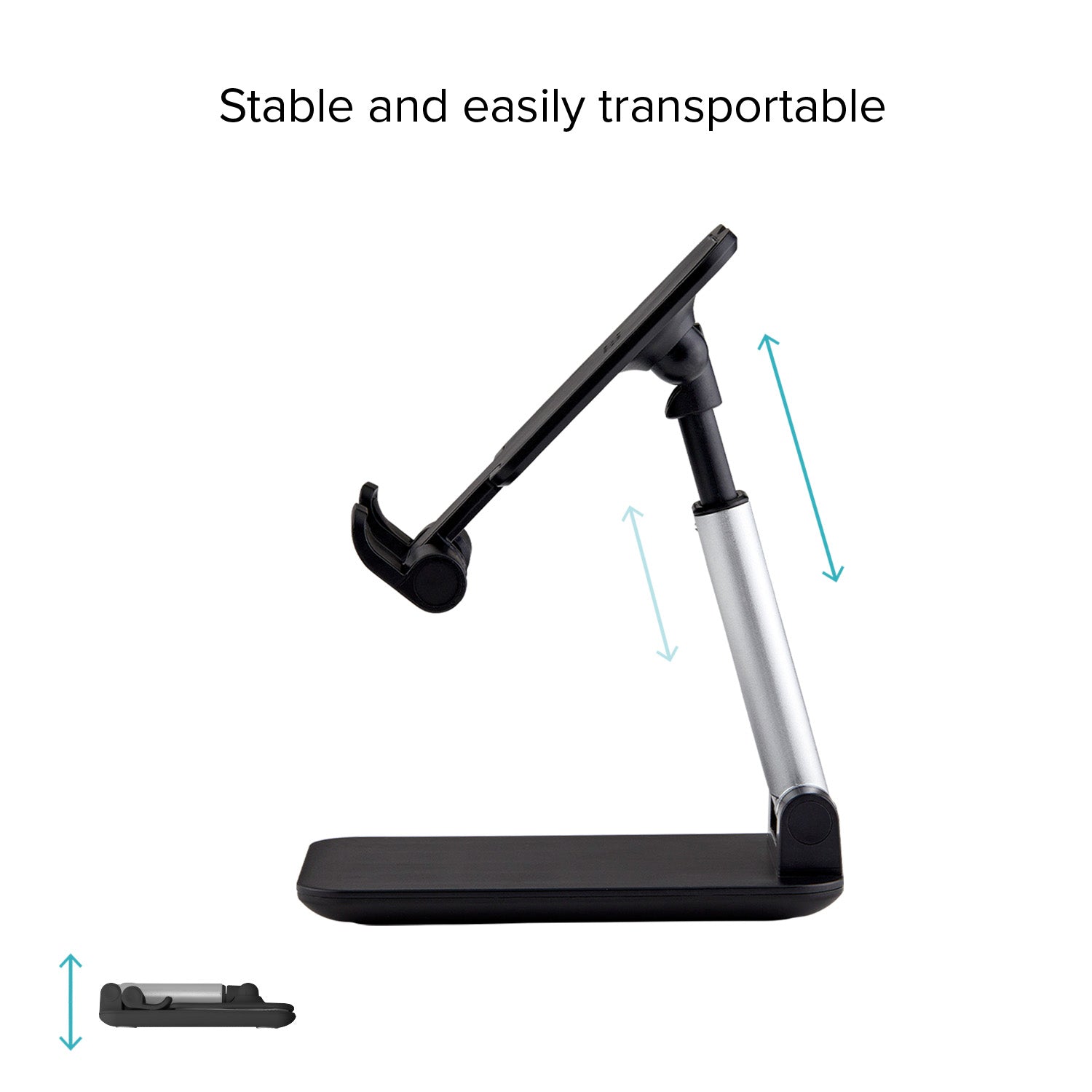 Portable desktop stand for smartphones and tablets up to 12"