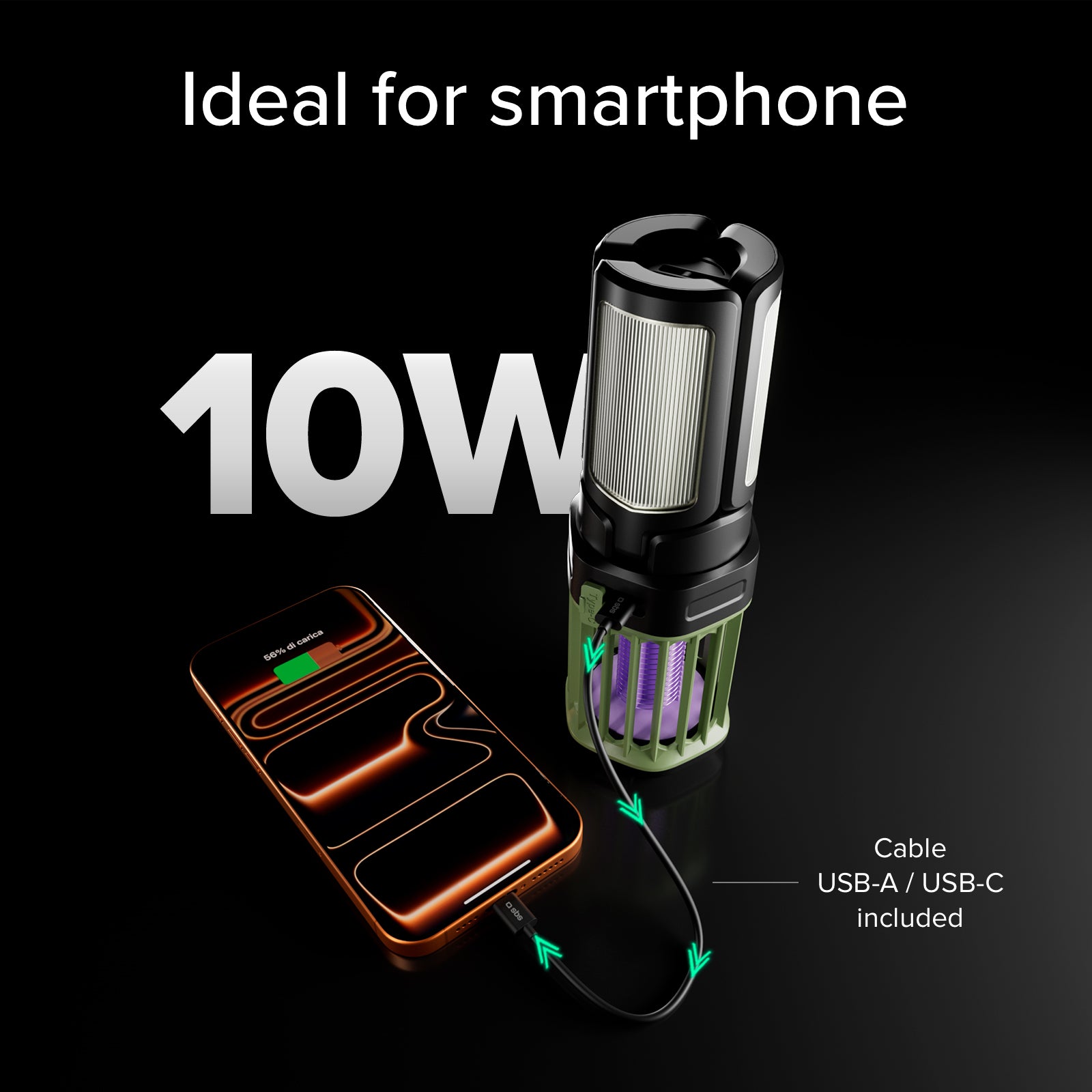 Lanterna da esterno con Power Bank 3000mAh e luce antizanzare