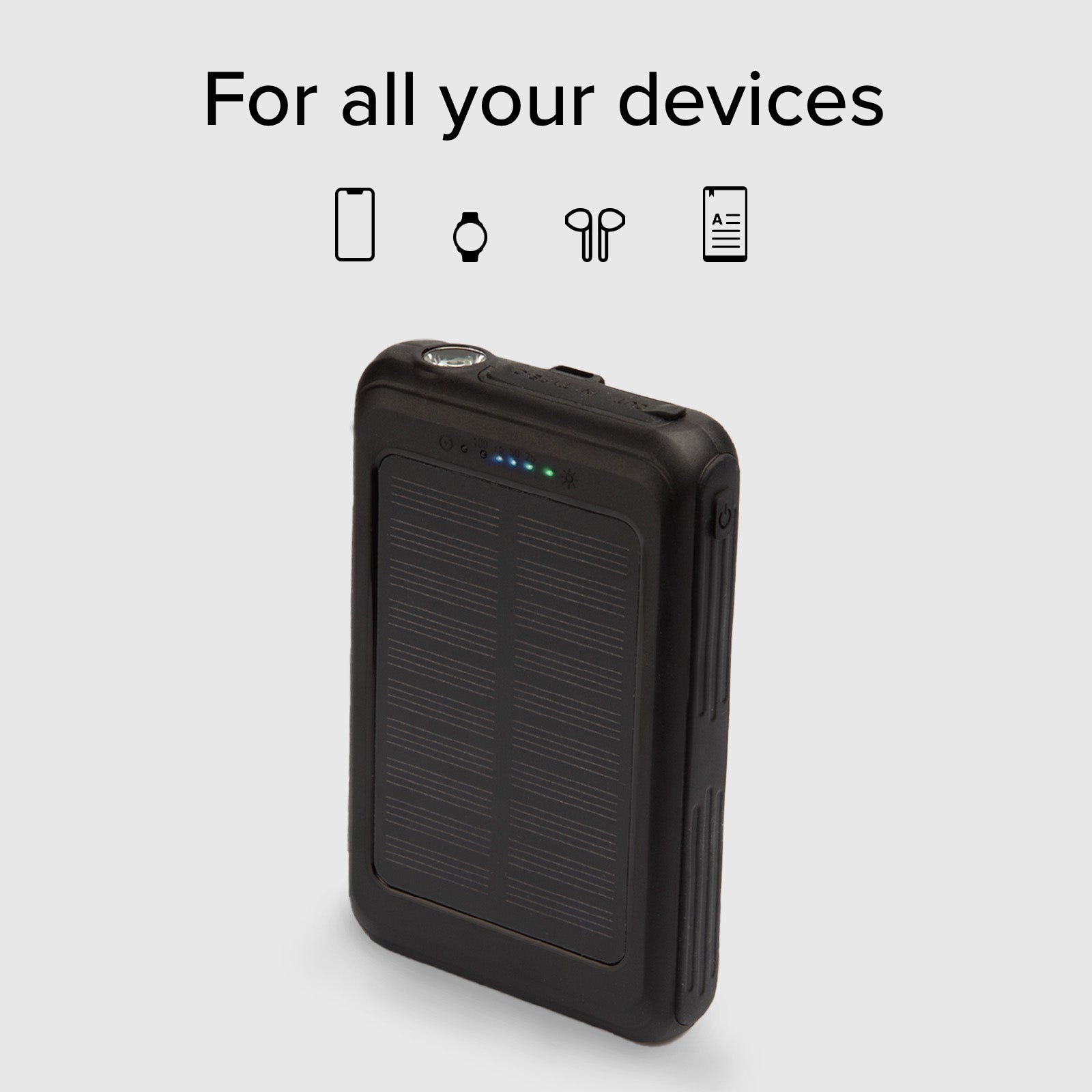 Solar-Powerbank 5000 mAh mit kabelloser Aufladung