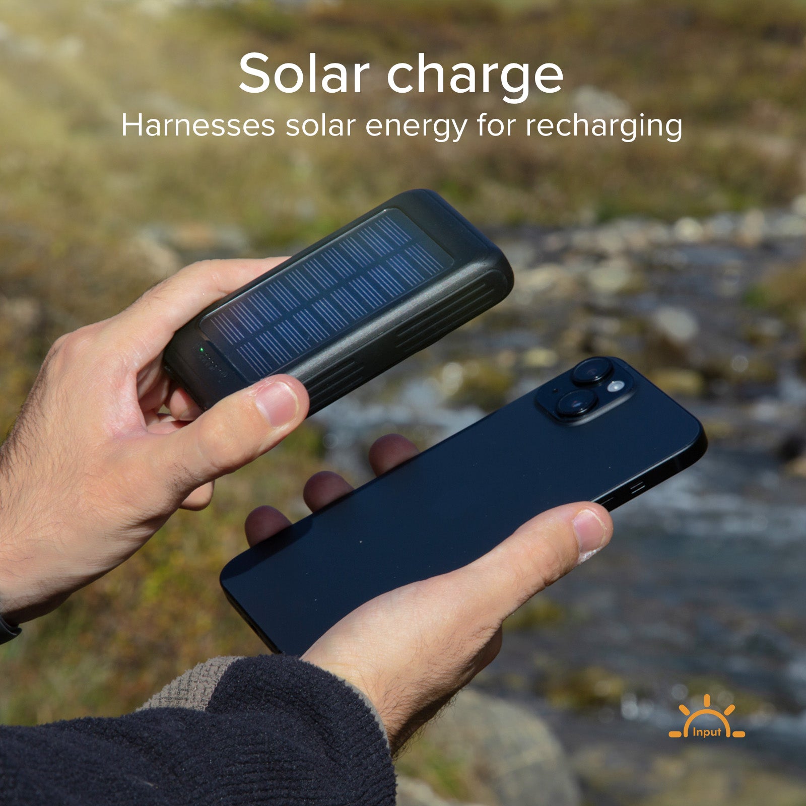 Solar-Powerbank 5000 mAh mit kabelloser Aufladung