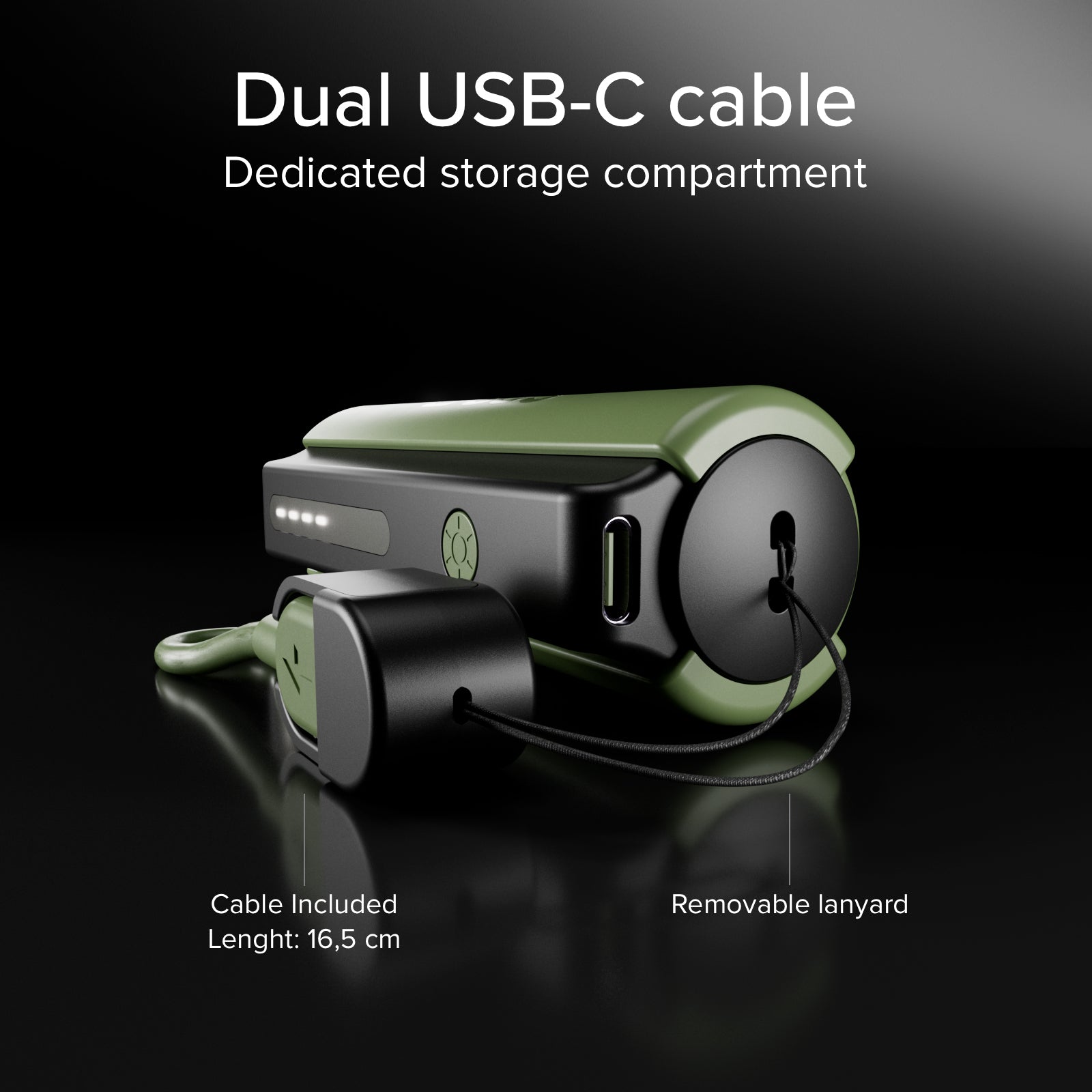 Power Bank compatto 5000mAh con torcia LED, porta USB-C 10W, cavo USB-C incluso, ideale per outdoor e campeggio