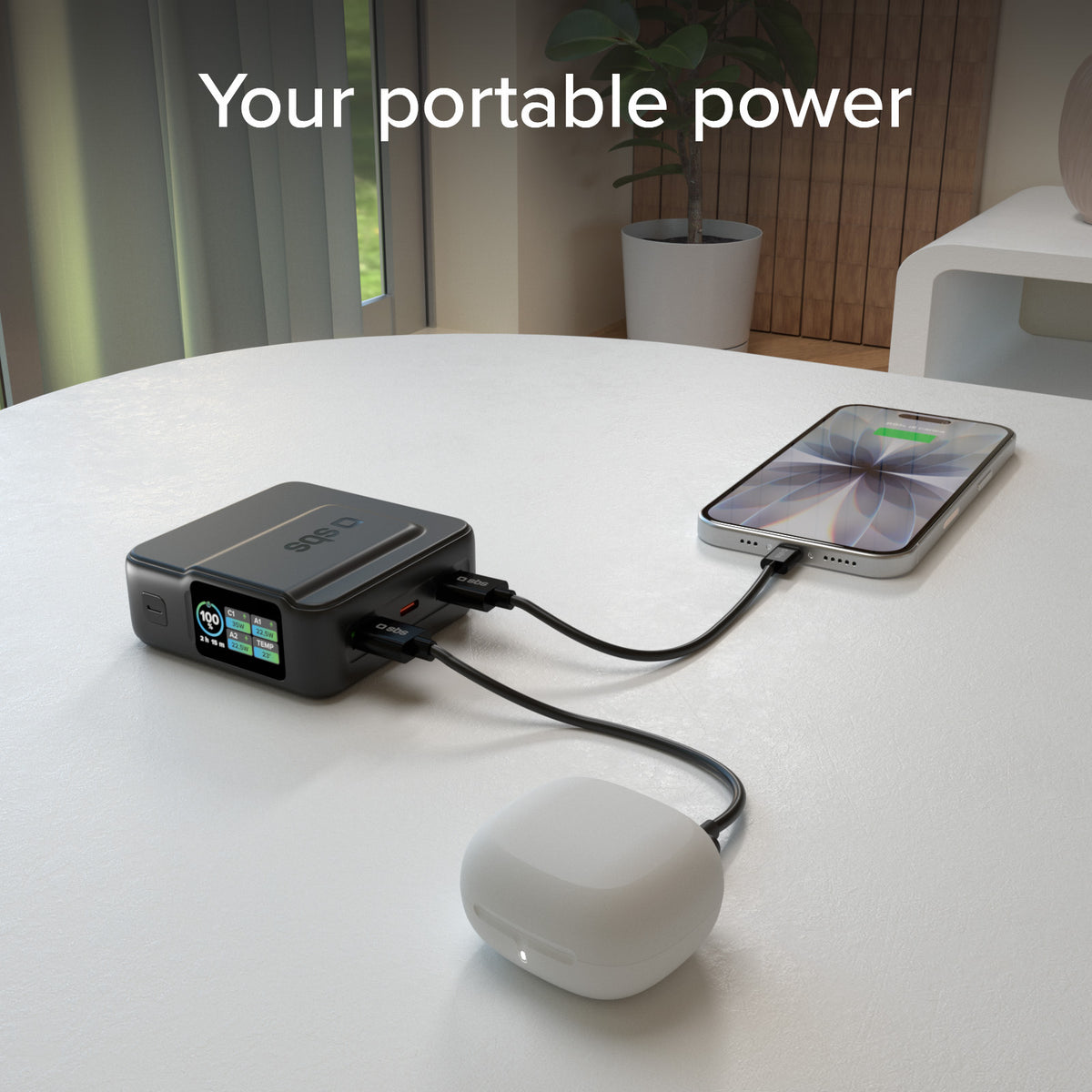 Powerbank 10.000mAh Power Control 2.0 mit Smart TFT Display und PD-Ladung bis 35W
