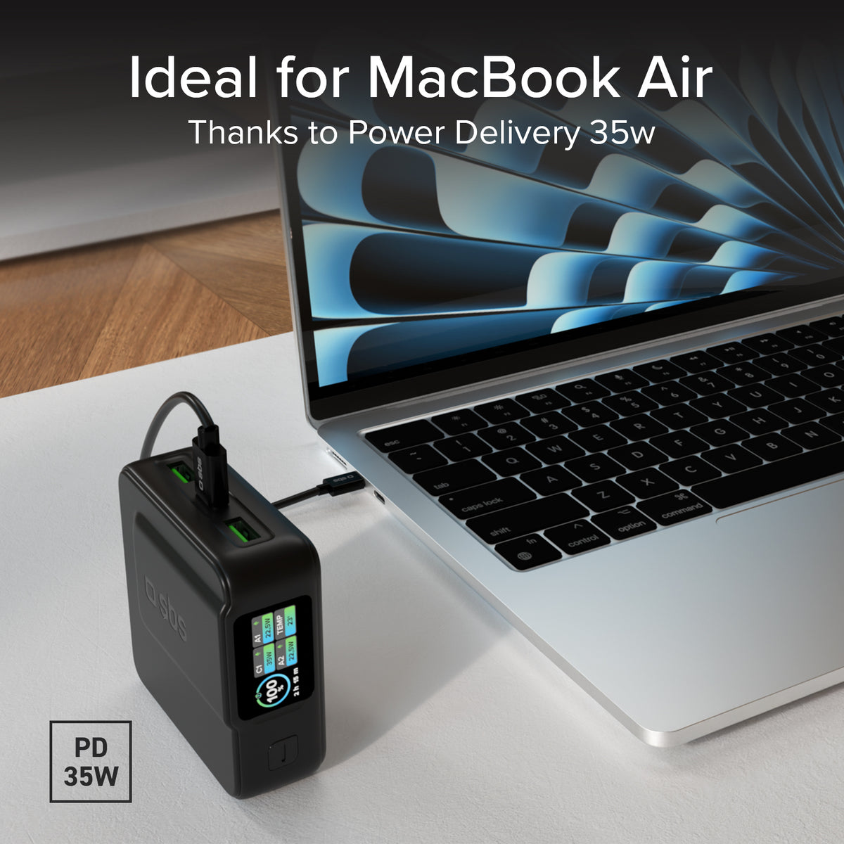 Powerbank 10.000mAh Power Control 2.0 mit Smart TFT Display und PD-Ladung bis 35W