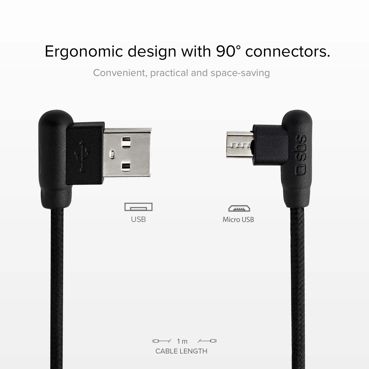Câble Micro USB avec connecteurs à 90 °