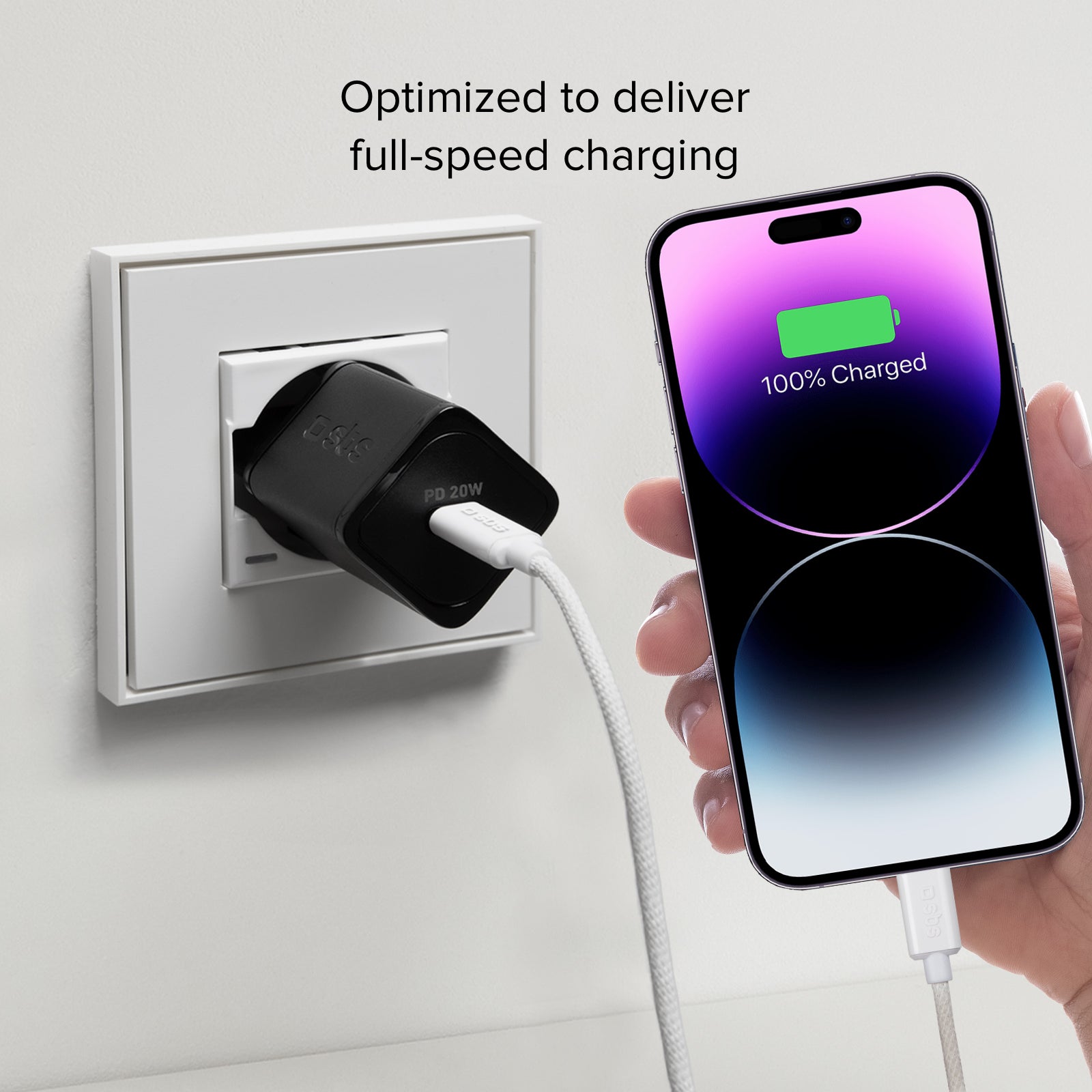 USB-A – Lightning-Textilkabel mit Kabelhalter, 1,5 Meter