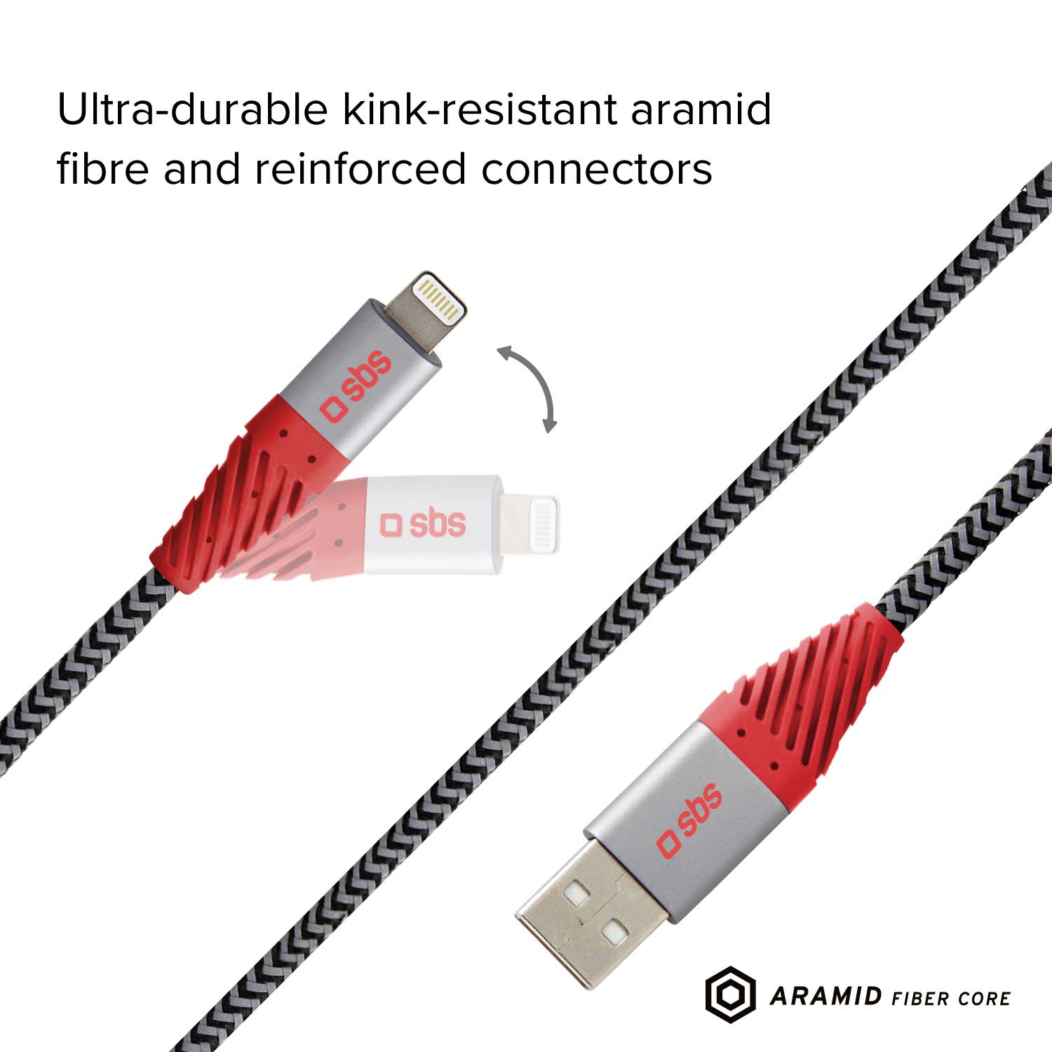 Cavo rifrangente in fibra aramidica USB 2.0 Lightning