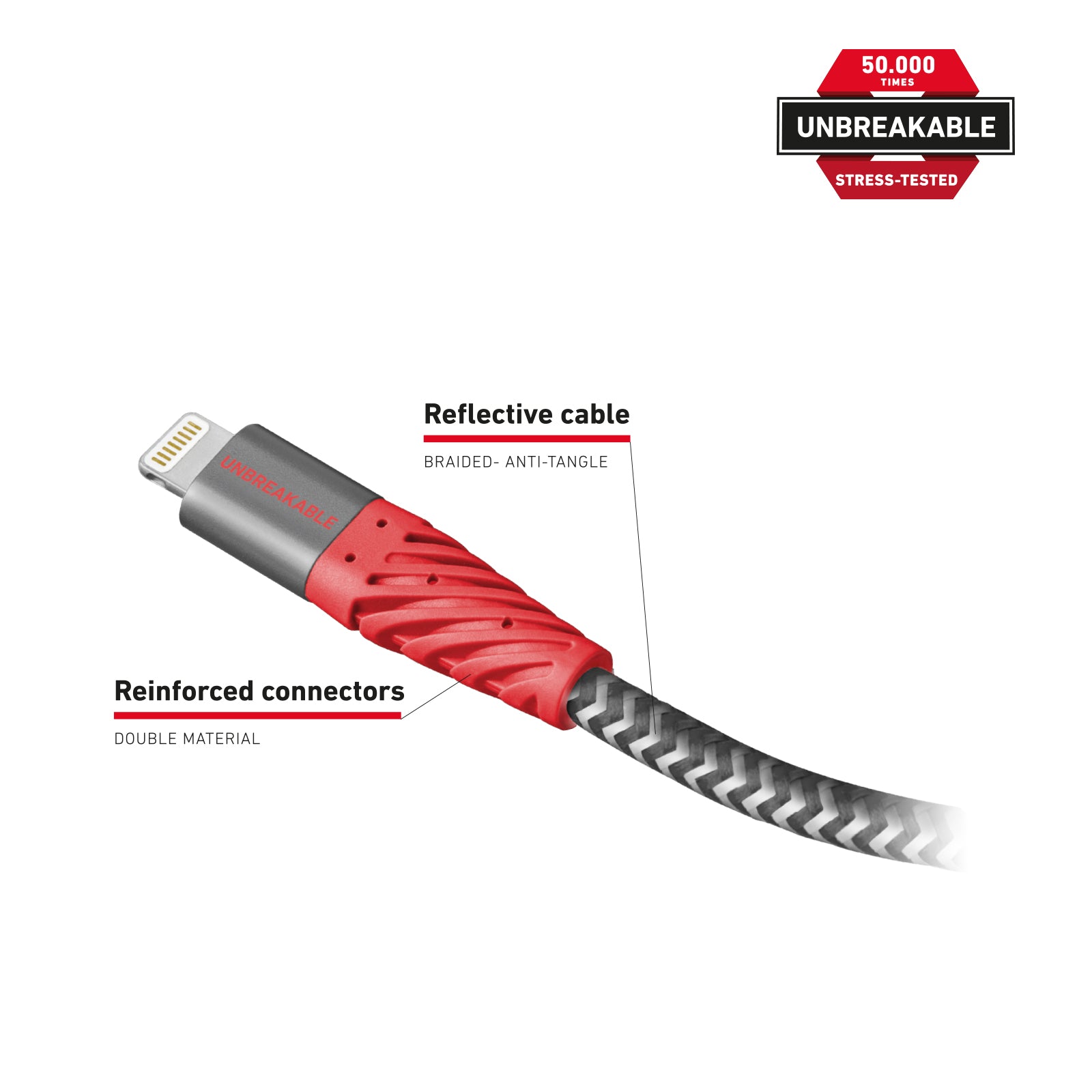 Cavo rifrangente in fibra aramidica USB 2.0 Lightning
