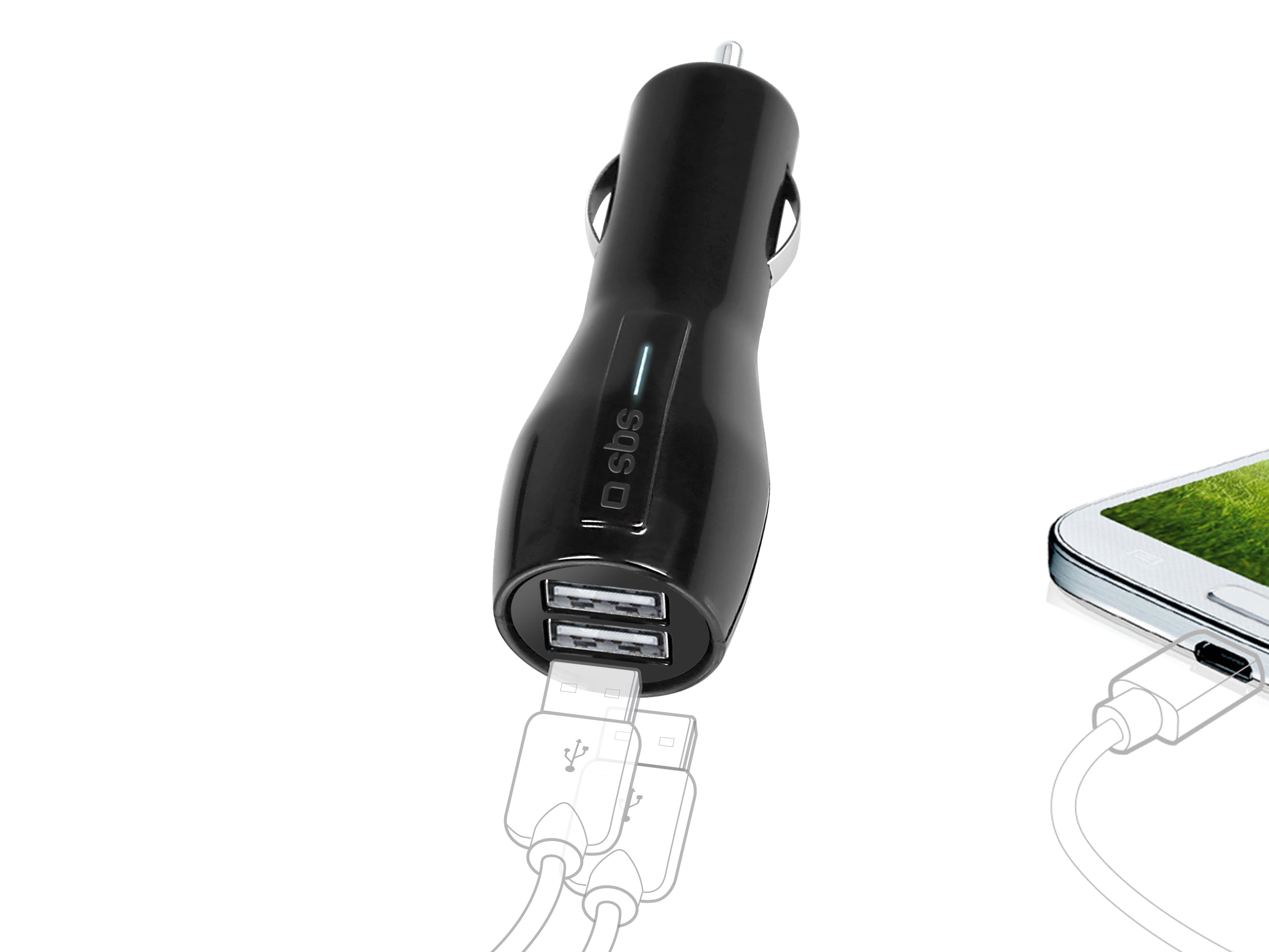 Cargador de coche con 2 puertos USB 3.100 mAh