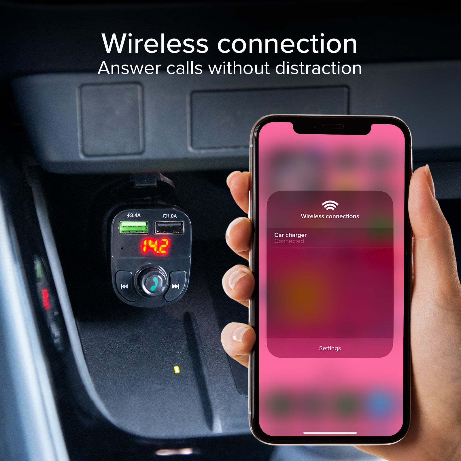 15-Watt-Autoladegerät mit drahtloser Verbindung