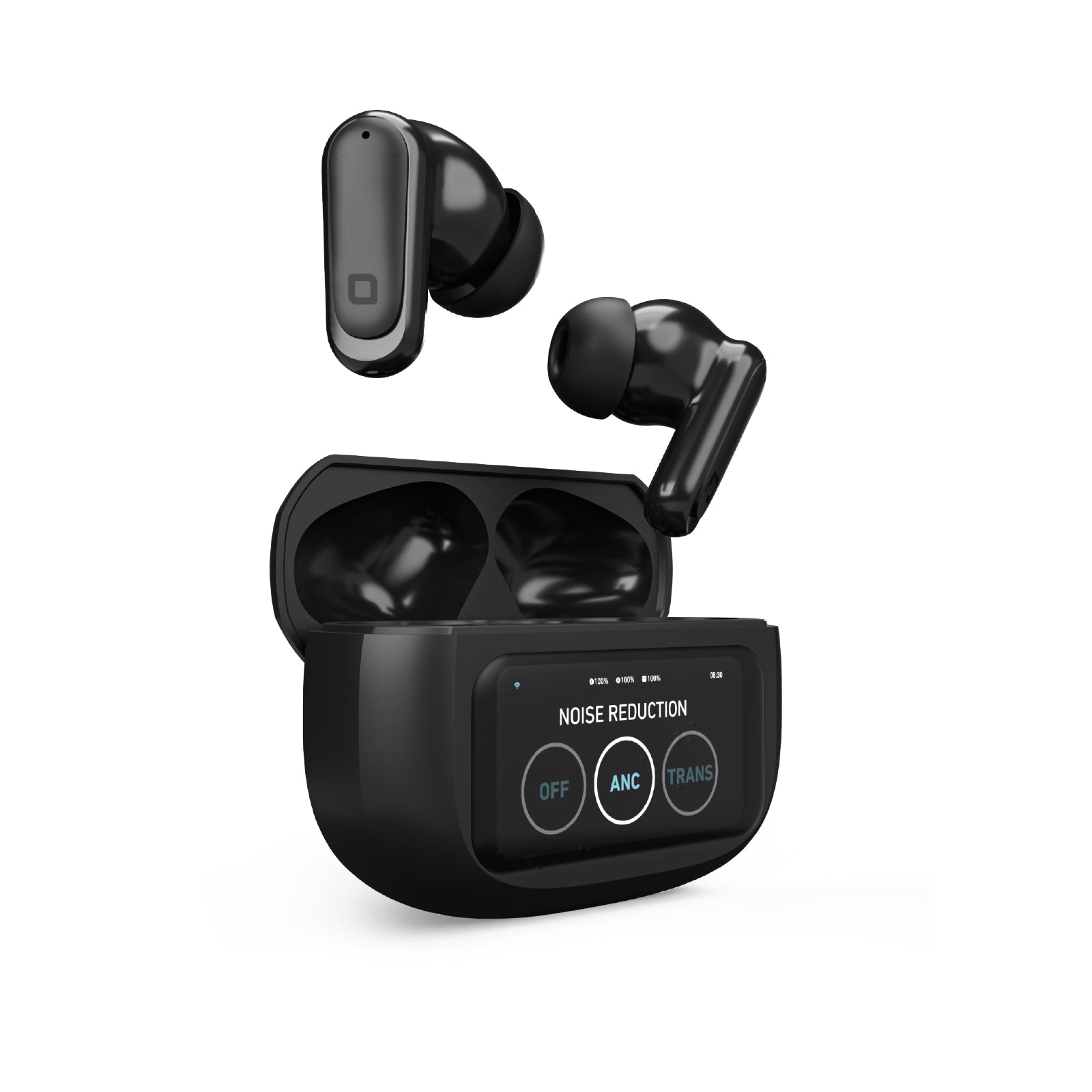 Wireless earbuds with ANC technology and LCD display