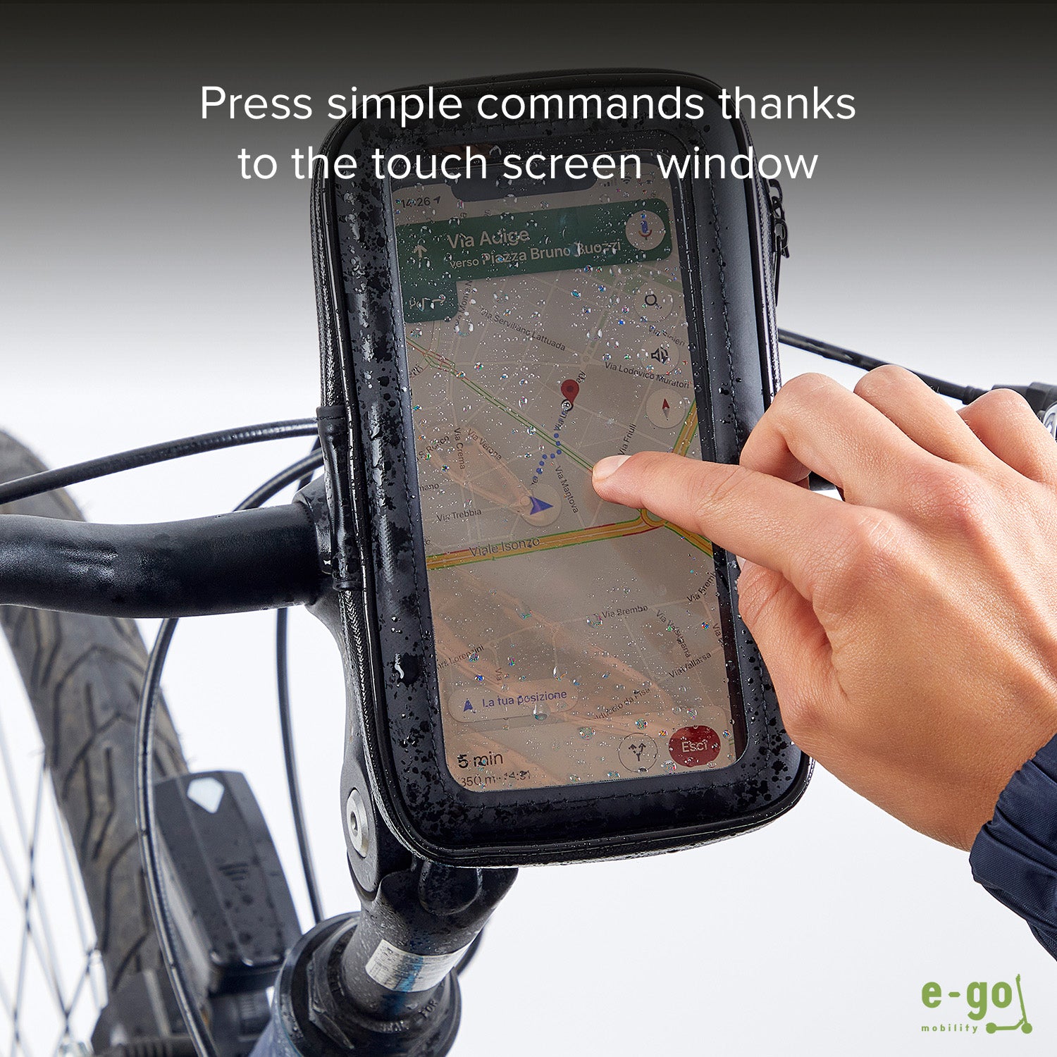 Porta cellulare fino a 6,7 pollici per monopattino, impermeabile, touch screen