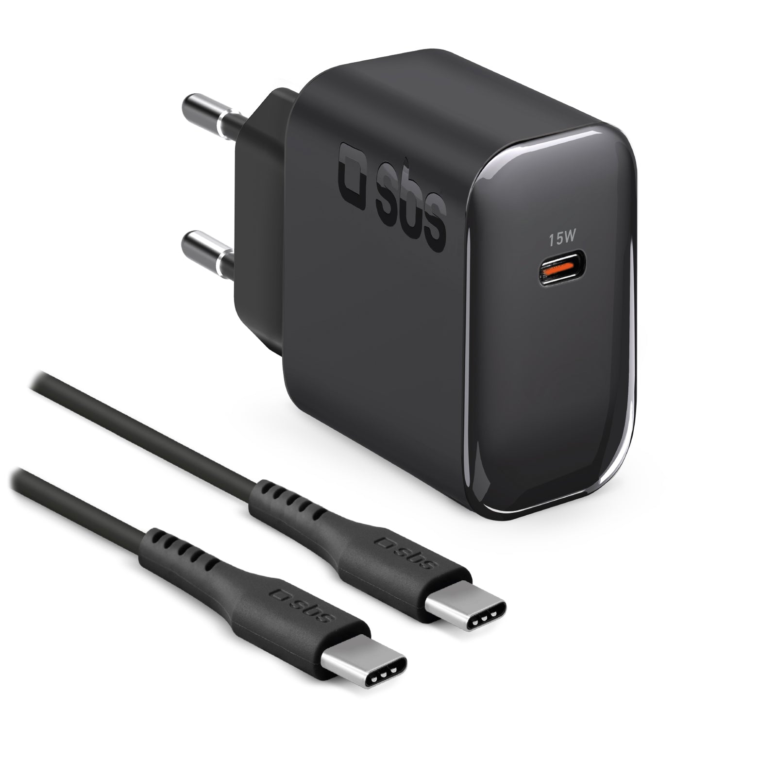 Kit mit 15W Netzladegerät und USB-C auf USB-C Kabel