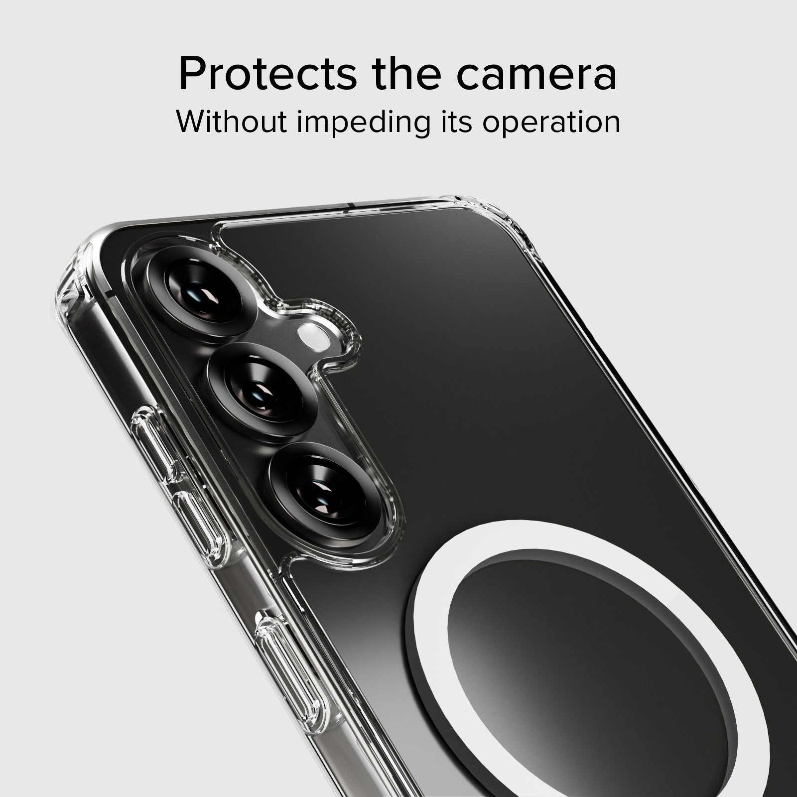 Transparent hard cover compatible with magnetic wireless charging for Samsung Galaxy S25