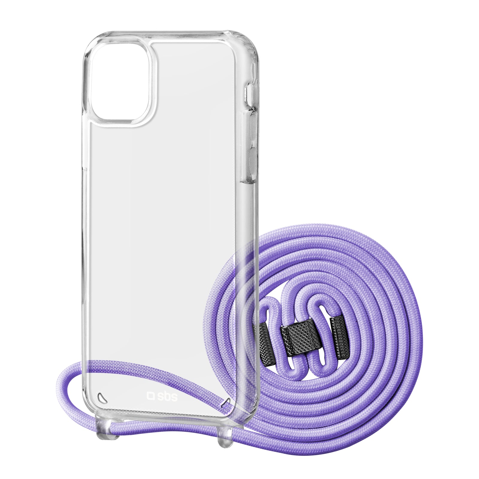 Housse transparente avec tour de cou coloré pour iPhone 12/12 Pro
