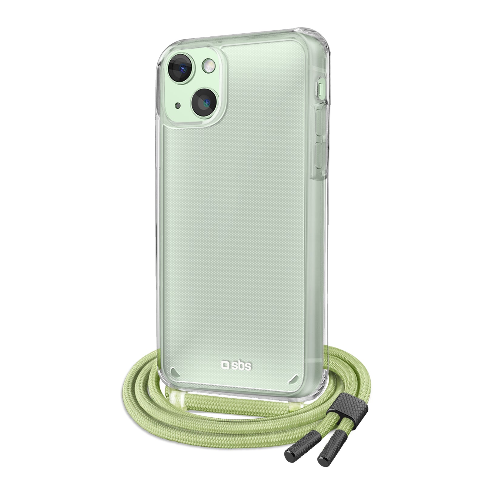 Housse transparente avec tour de cou coloré pour iPhone 13