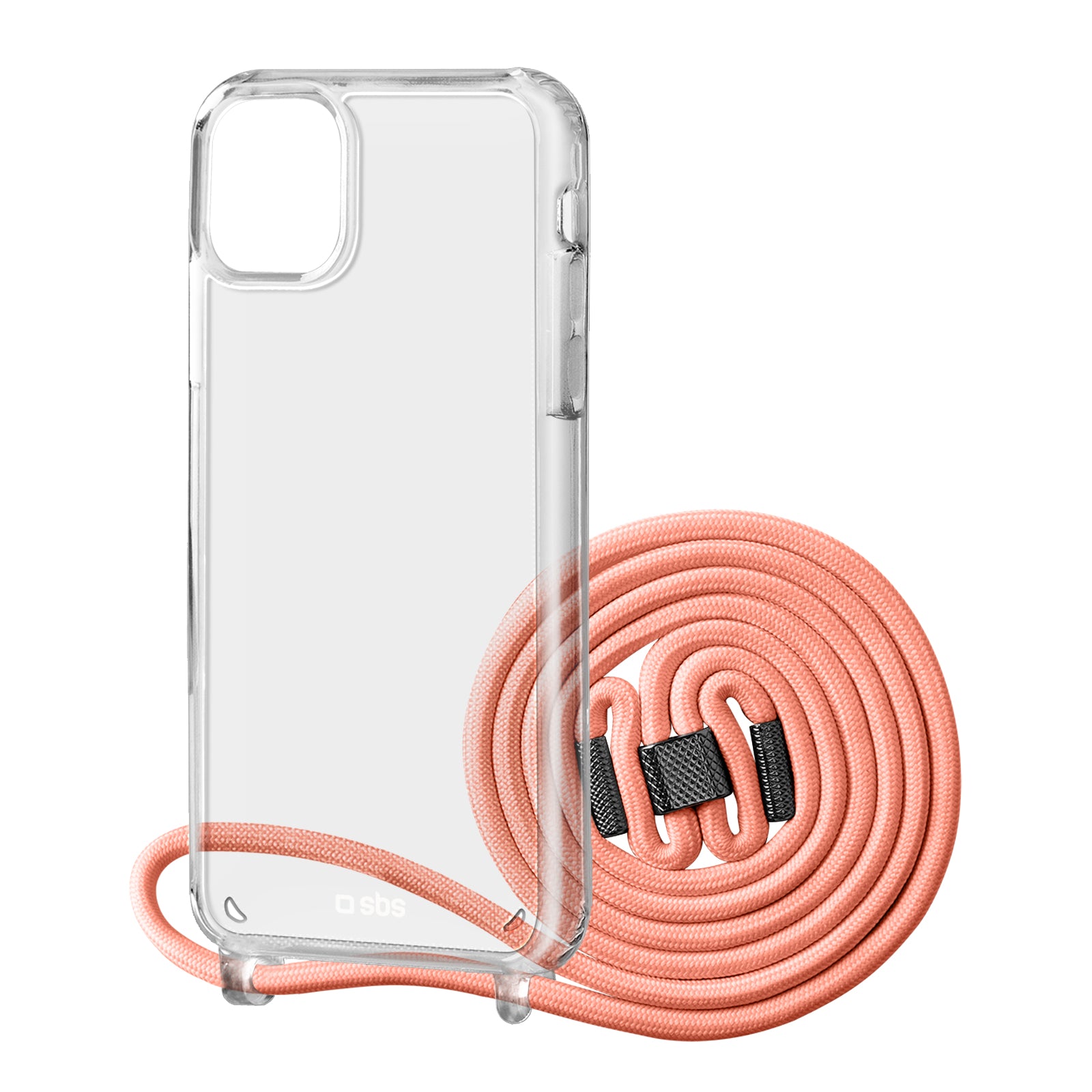 Housse transparente avec tour de cou coloré pour iPhone 13