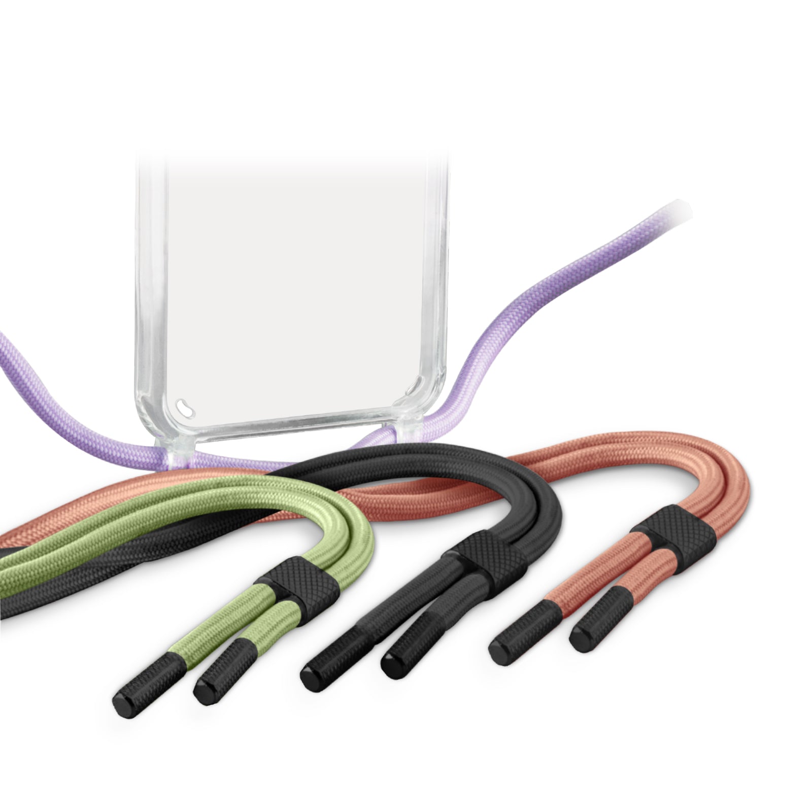 Housse transparente avec tour de cou coloré pour iPhone 13