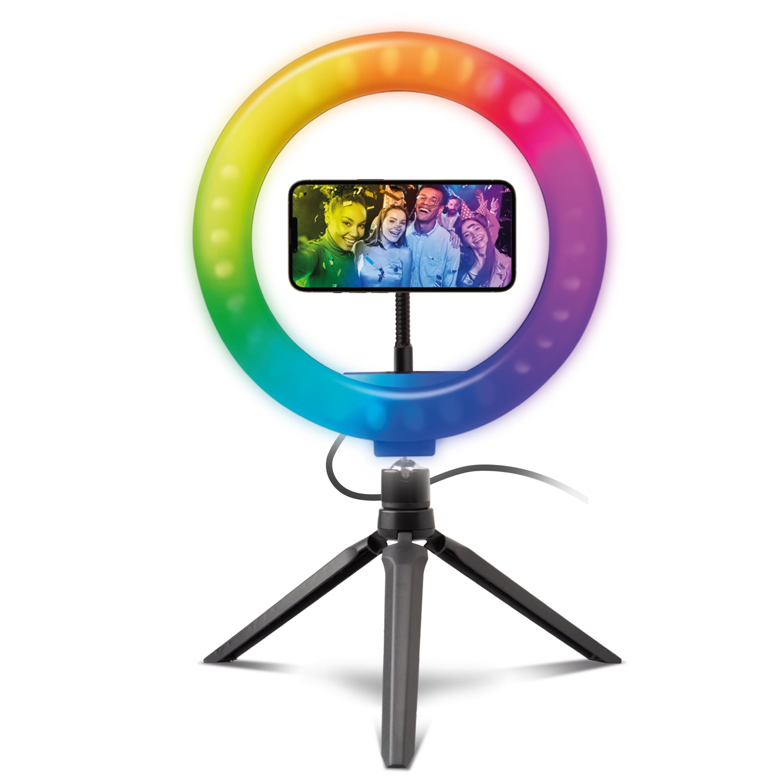 Anello LED multicolor con treppiede per video e foto