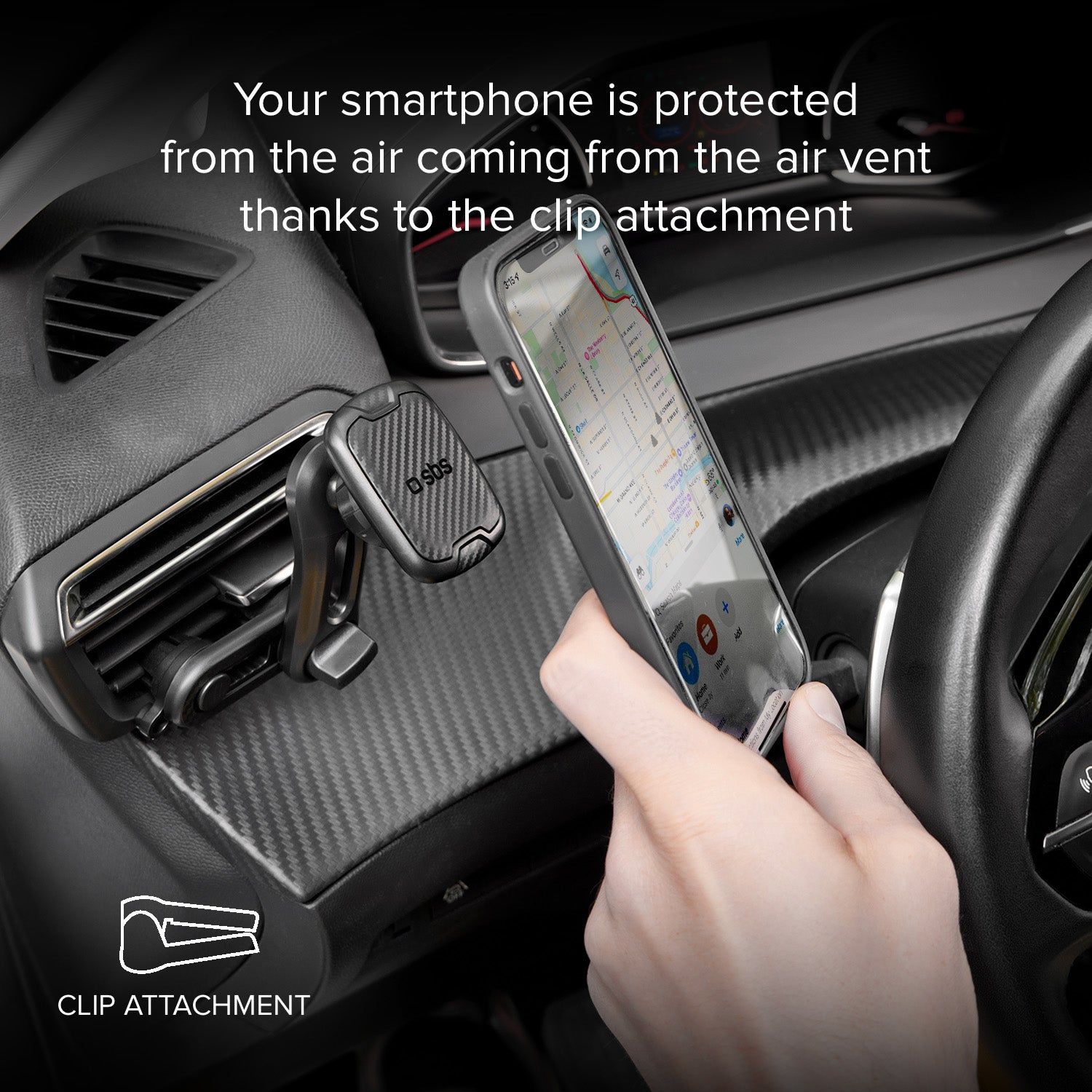 Alaska - Supporto auto magnetico per telefono con fissaggio a doppia clip