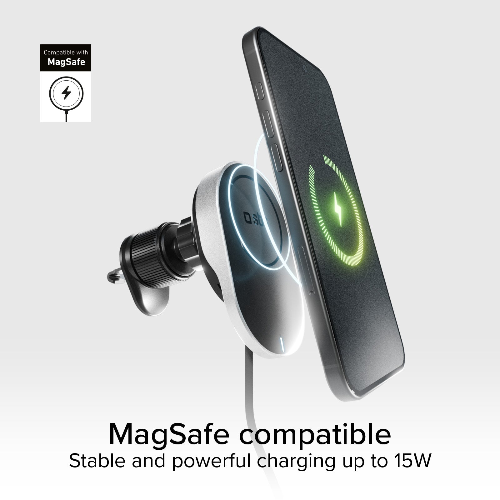 Supporto auto con cavo retrattile e ricarica wireless compatibile con MagSafe