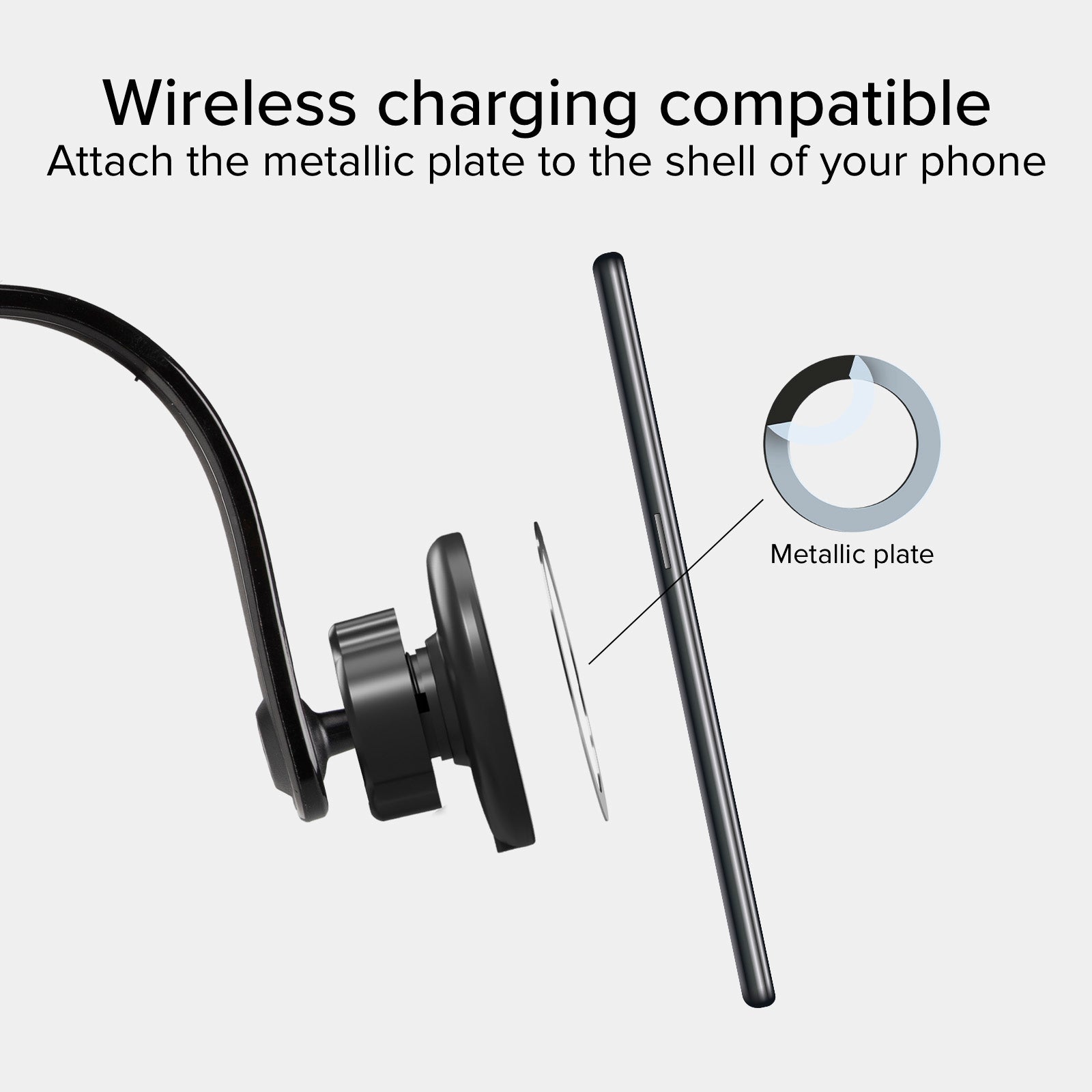 Supporto auto a ventosa per smartphone con ricarica wireless
