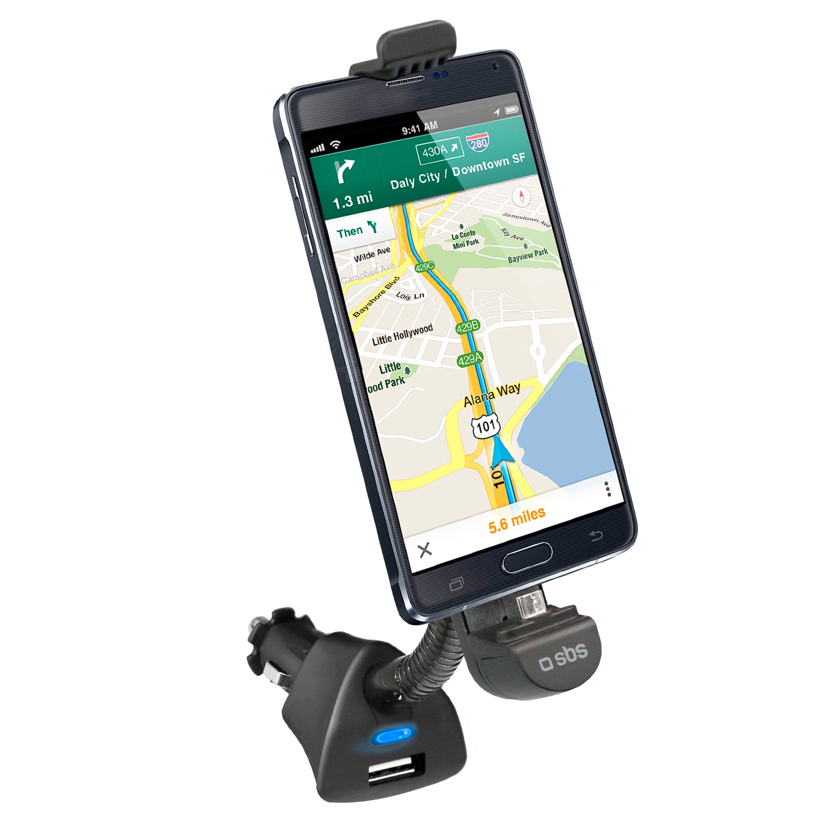 Supporto da auto micro USB per smartphone fino a 5,5"