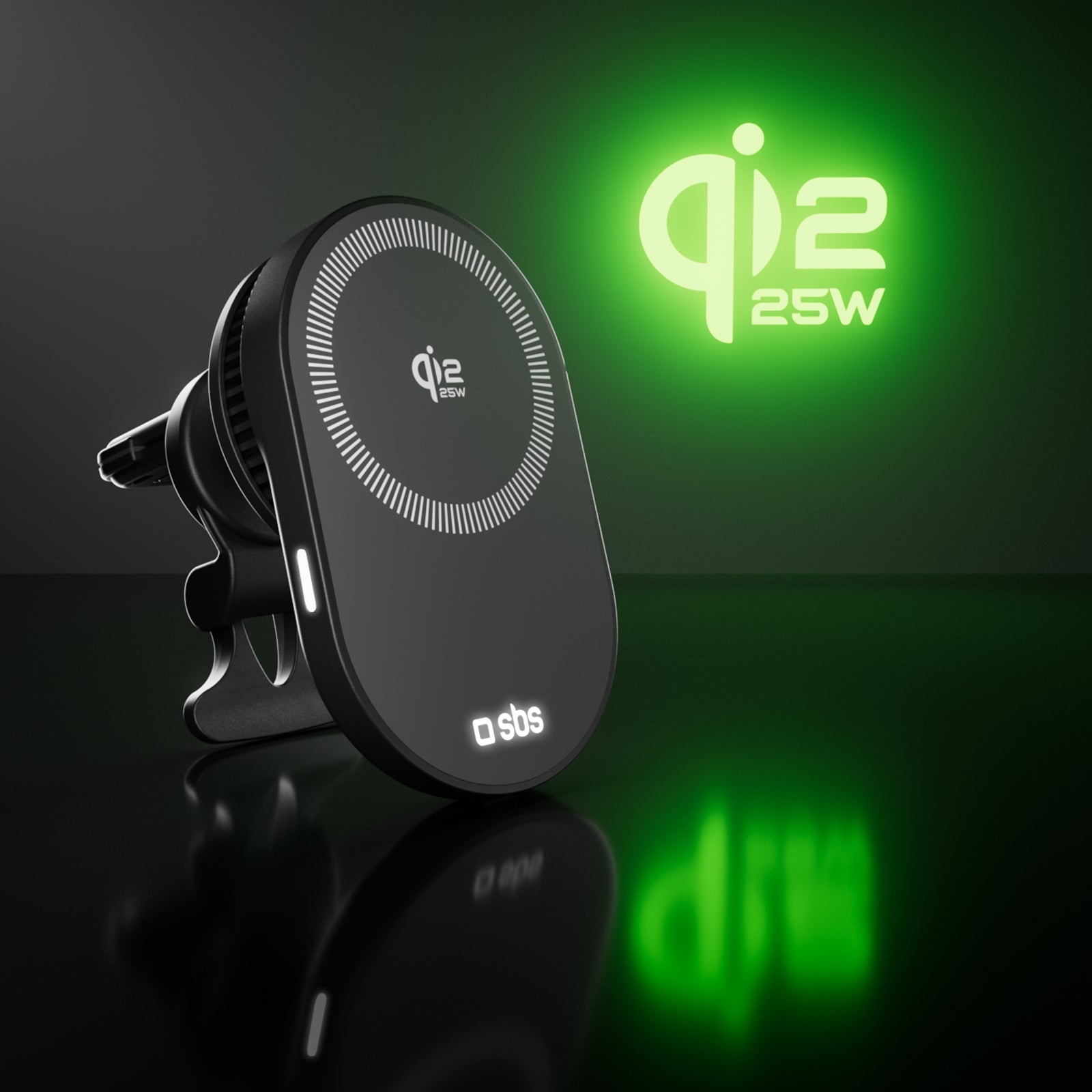 Soporte para coche con carga inalámbrica magnética Qi2.2 25 W