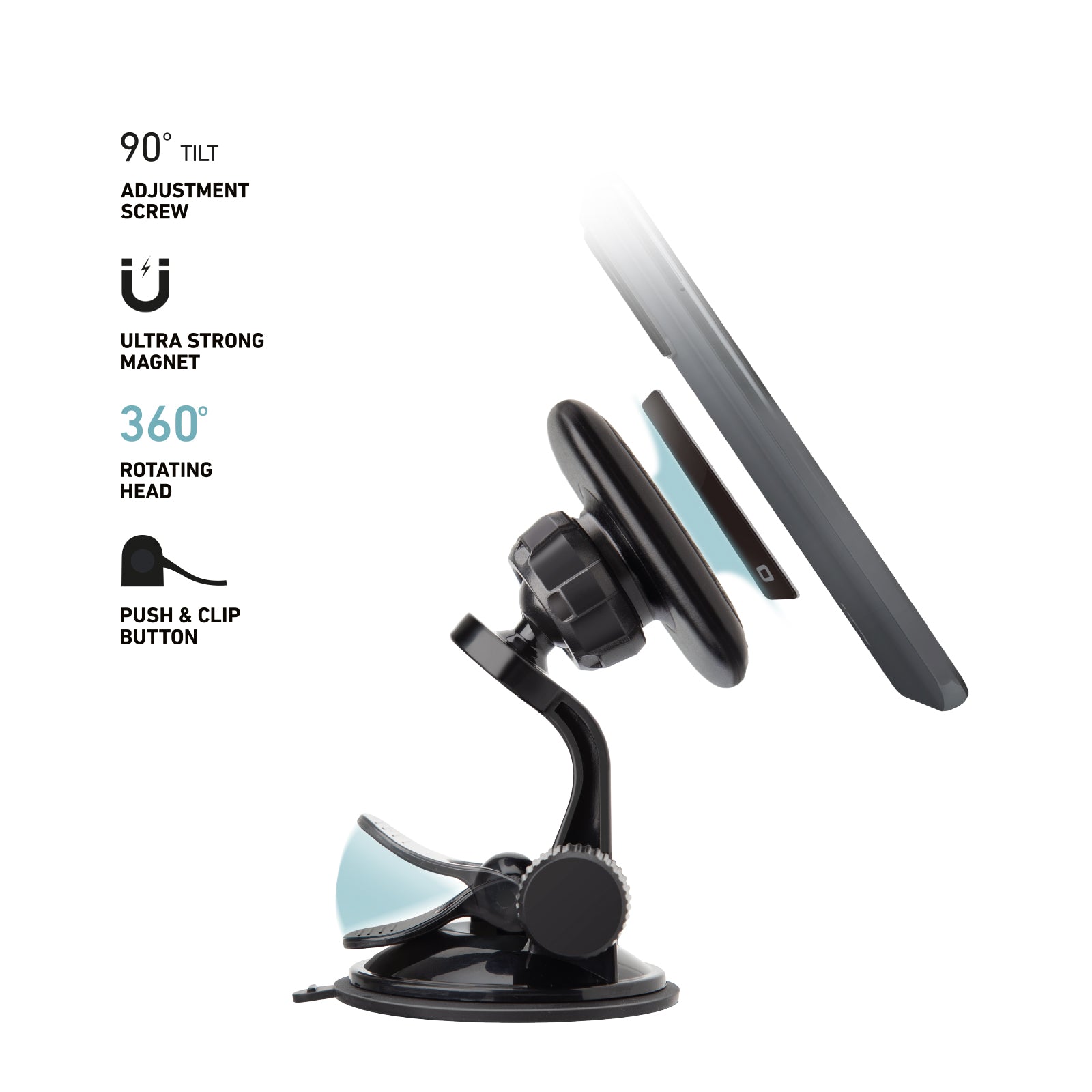 Arizona - Supporto auto magnetico per telefono con fissaggio a ventosa