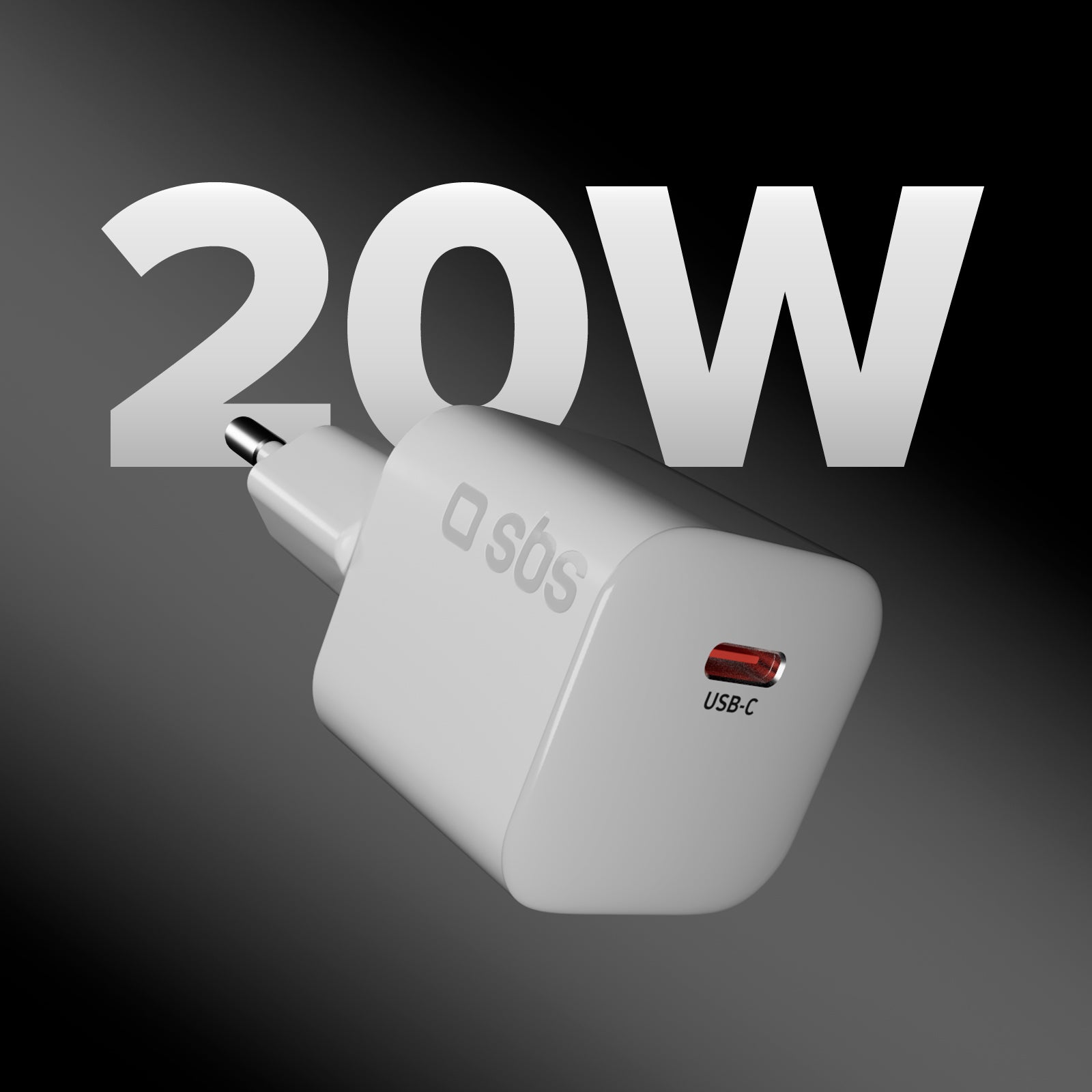 Cargador de pared USB-C 20W GaN PD 3.0 mini size para smartphones y tablets