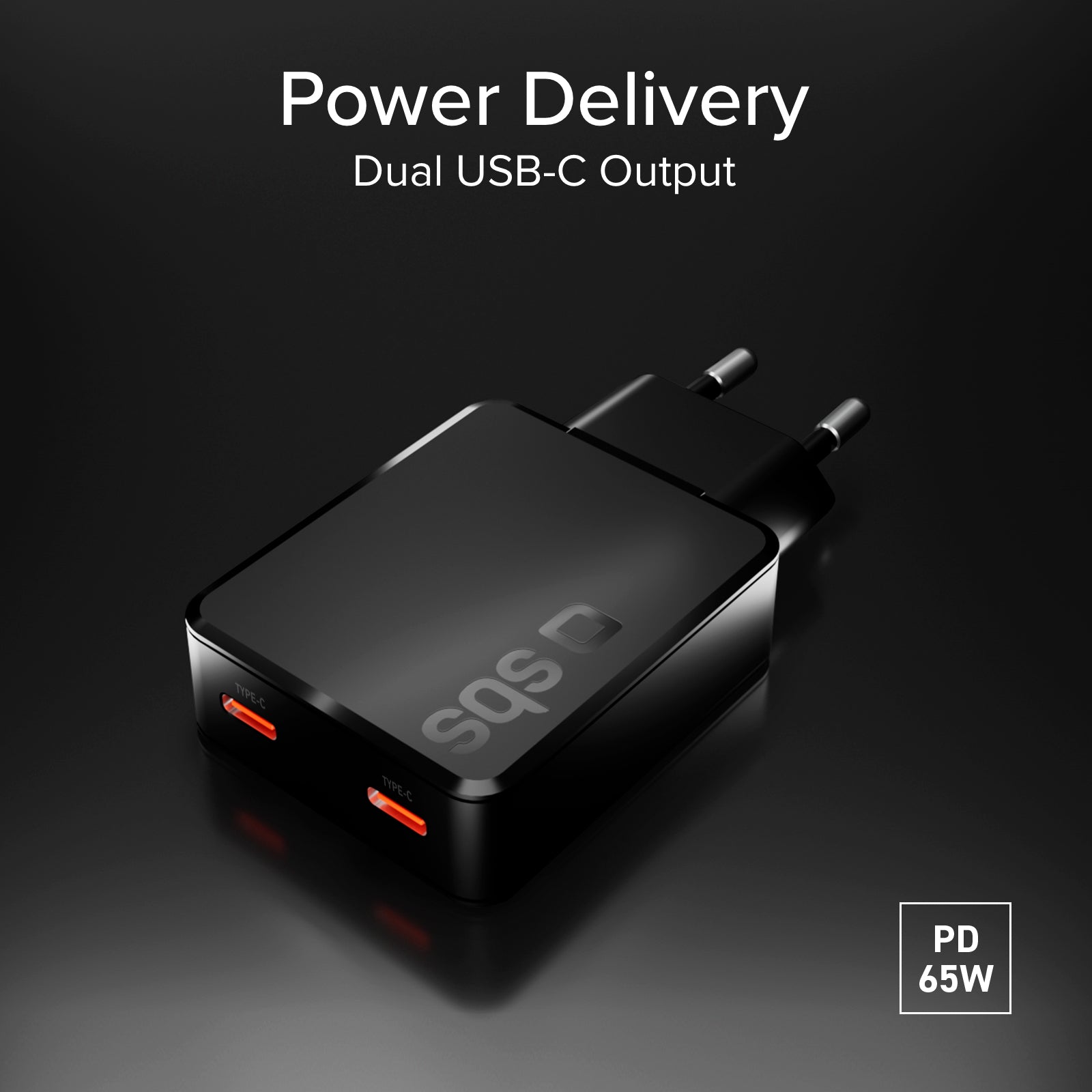 Ultra-Slim 65W USB-C wall charger with dual output