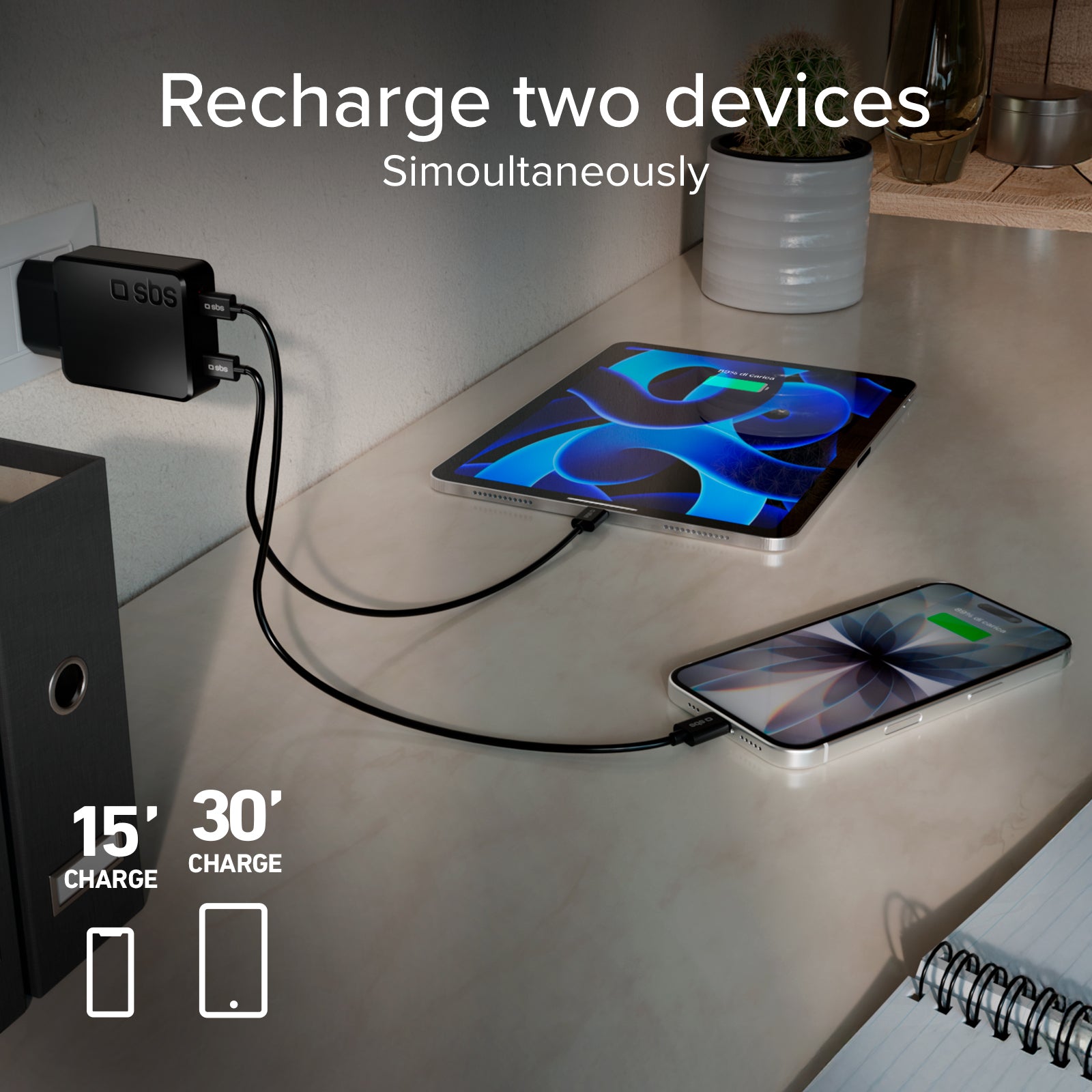 Ultra-Slim 65W USB-C wall charger with dual output