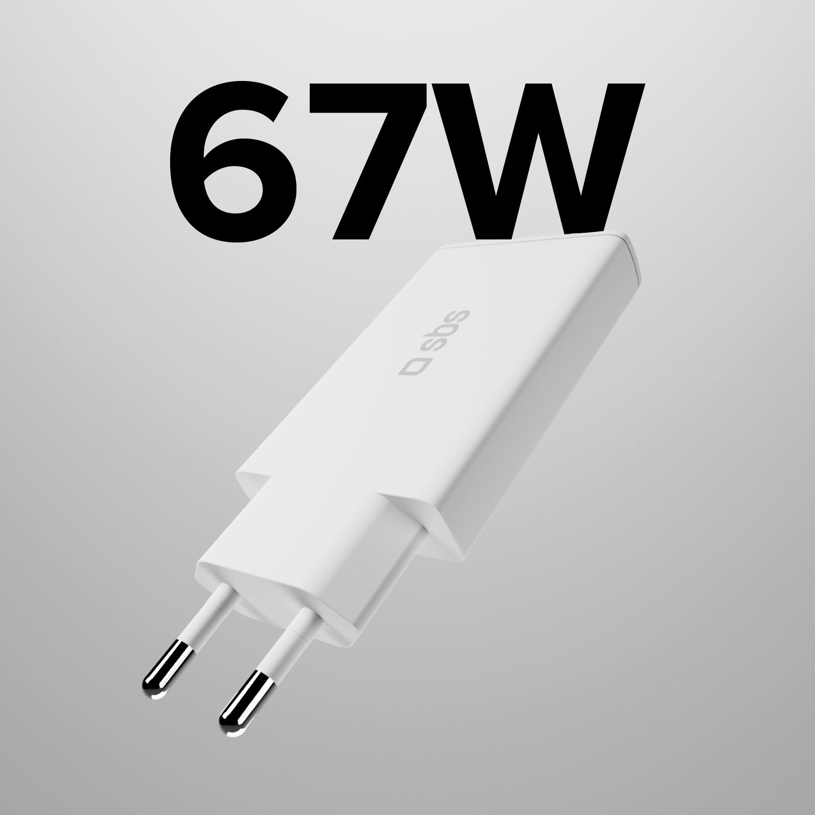 Caricatore caricabatterie GaN ultra sottile da 67 Watt con due porte USB-C Power Delivery, presa europea