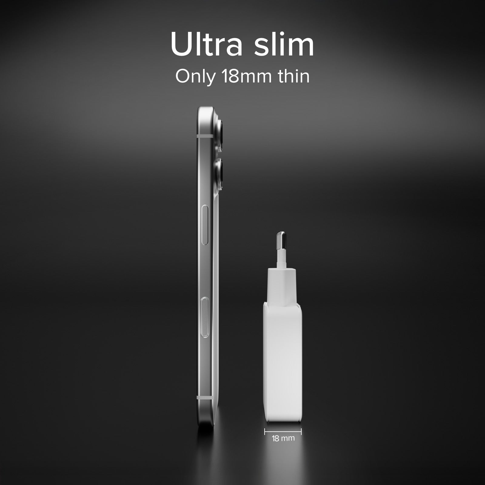 GaN ultraflaches 67-Watt-Ladegerät mit zwei USB-C Power Delivery-Anschlüssen, europäischer Stecker