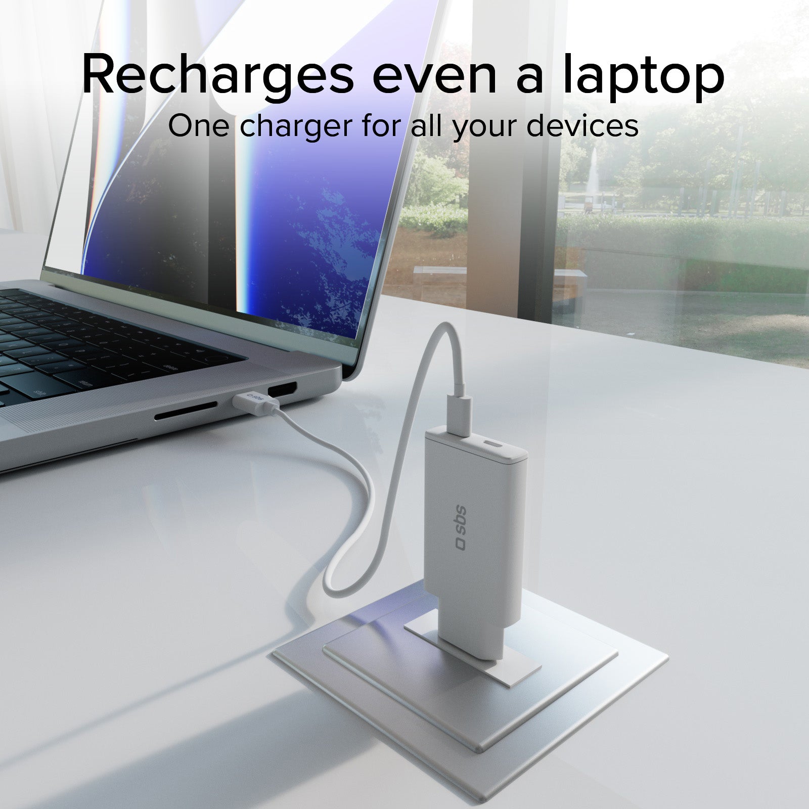 Caricatore caricabatterie GaN ultra sottile da 67 Watt con due porte USB-C Power Delivery, presa europea