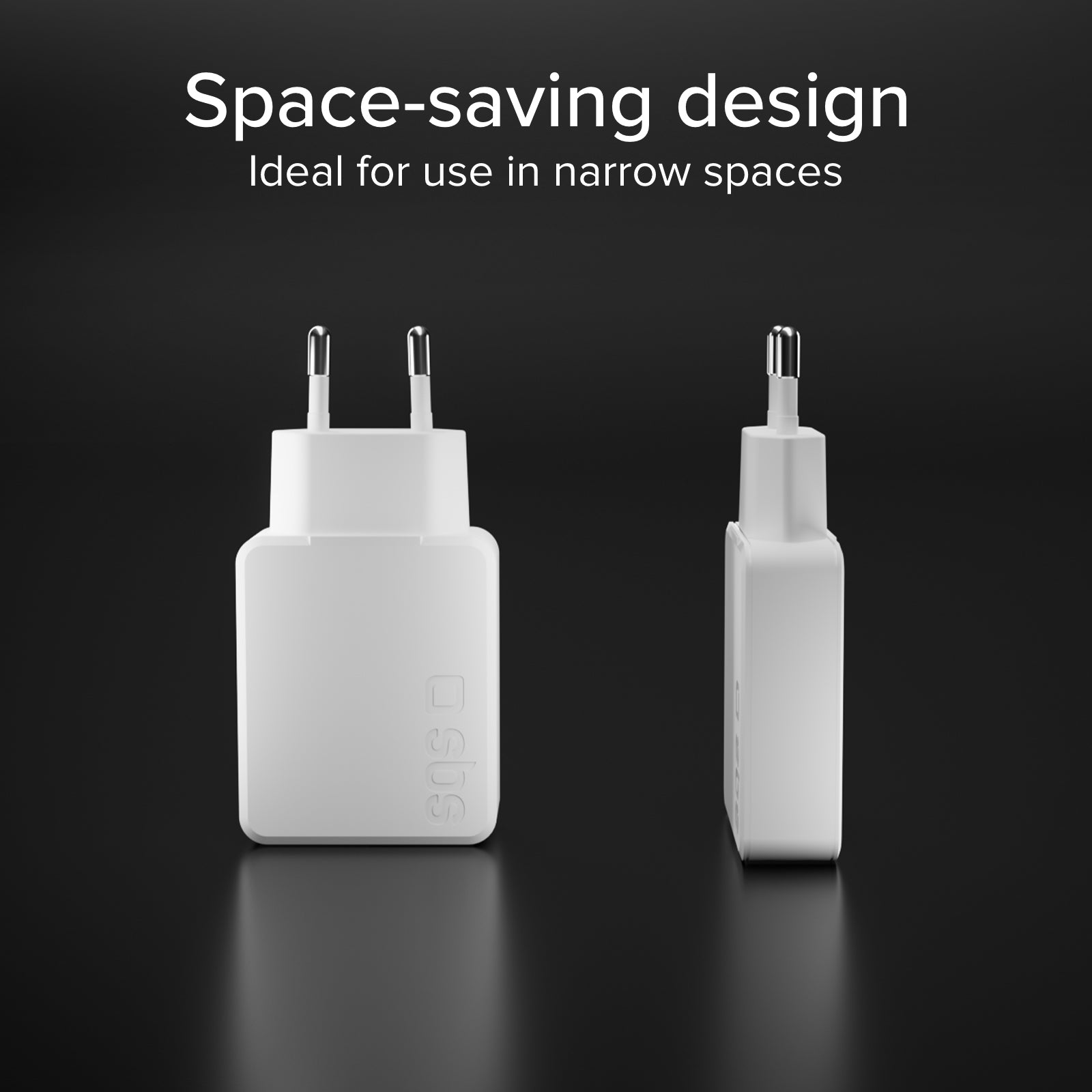GaN ultraflaches 67-Watt-Ladegerät mit zwei USB-C Power Delivery-Anschlüssen, europäischer Stecker