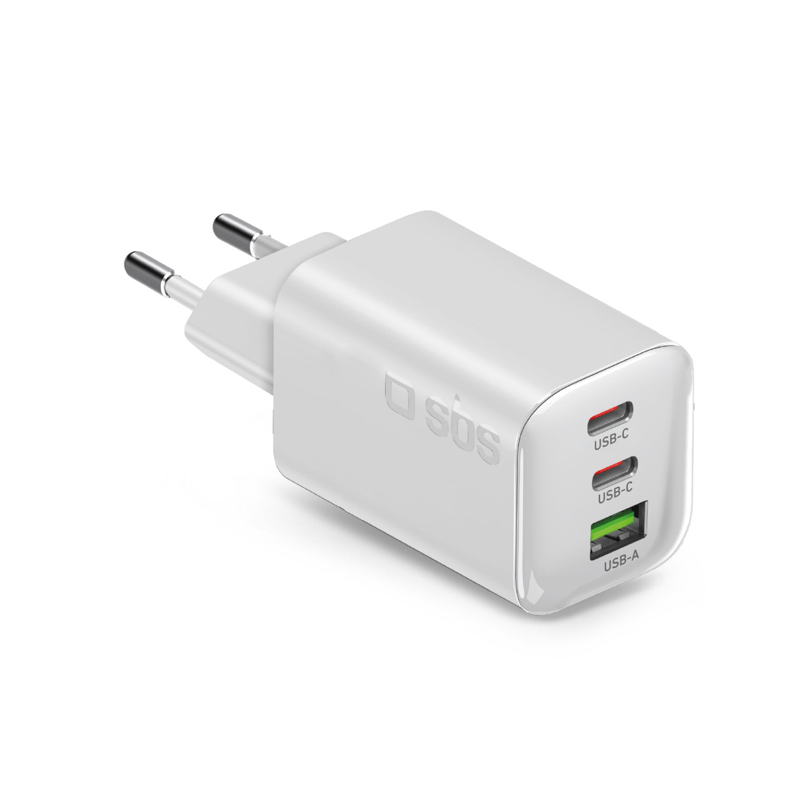 65W GaN Wall Charger with 2 USB-C Power Delivery Ports and USB-A for laptops, smartphones, and tablets