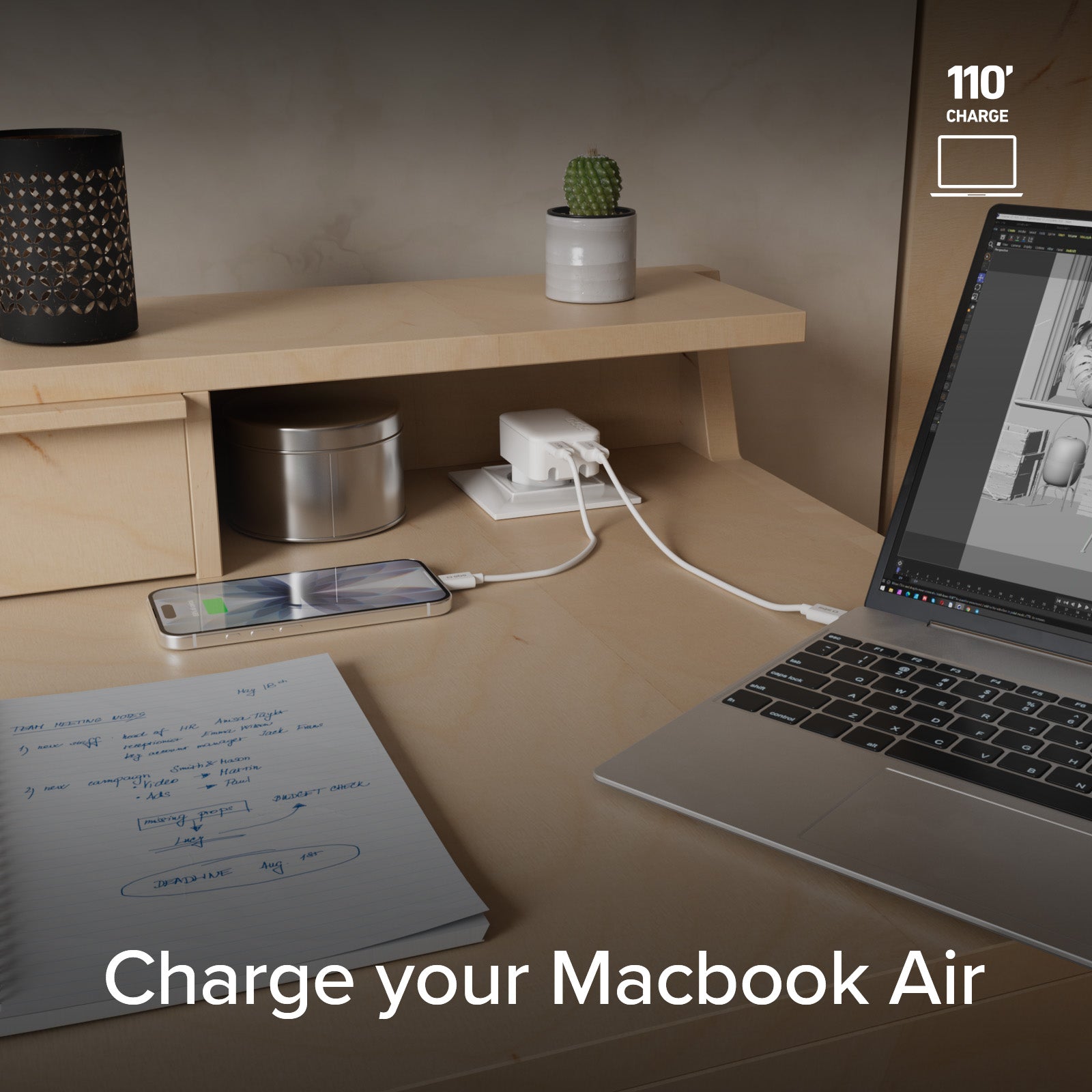 Caricatore da parete Flexi Wall Charger 30W con spina pieghevole