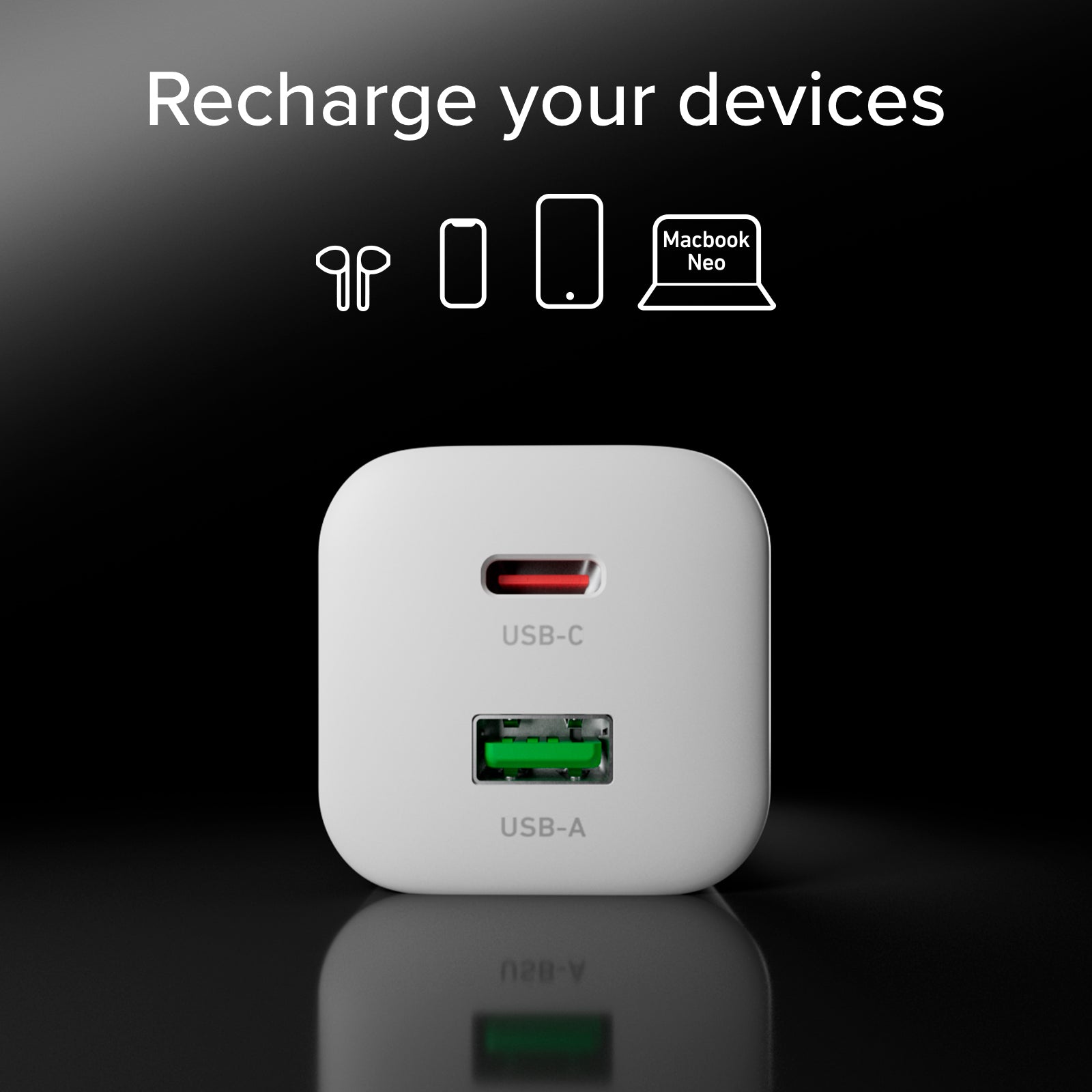Kit de charge avec chargeur mural 20W GaN Power Delivery et câble USB-C 1,5 m