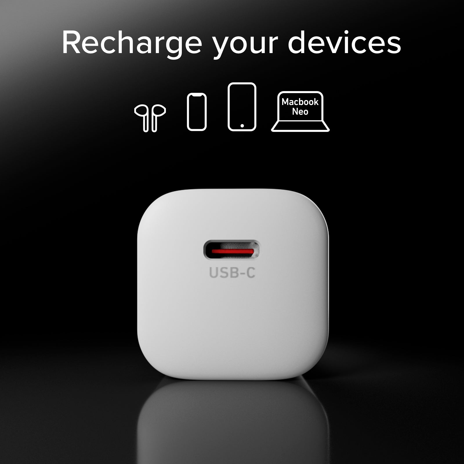 Kit chargeur USB-C 20W Power Delivery avec câble USB-C tressé de 1,5 m