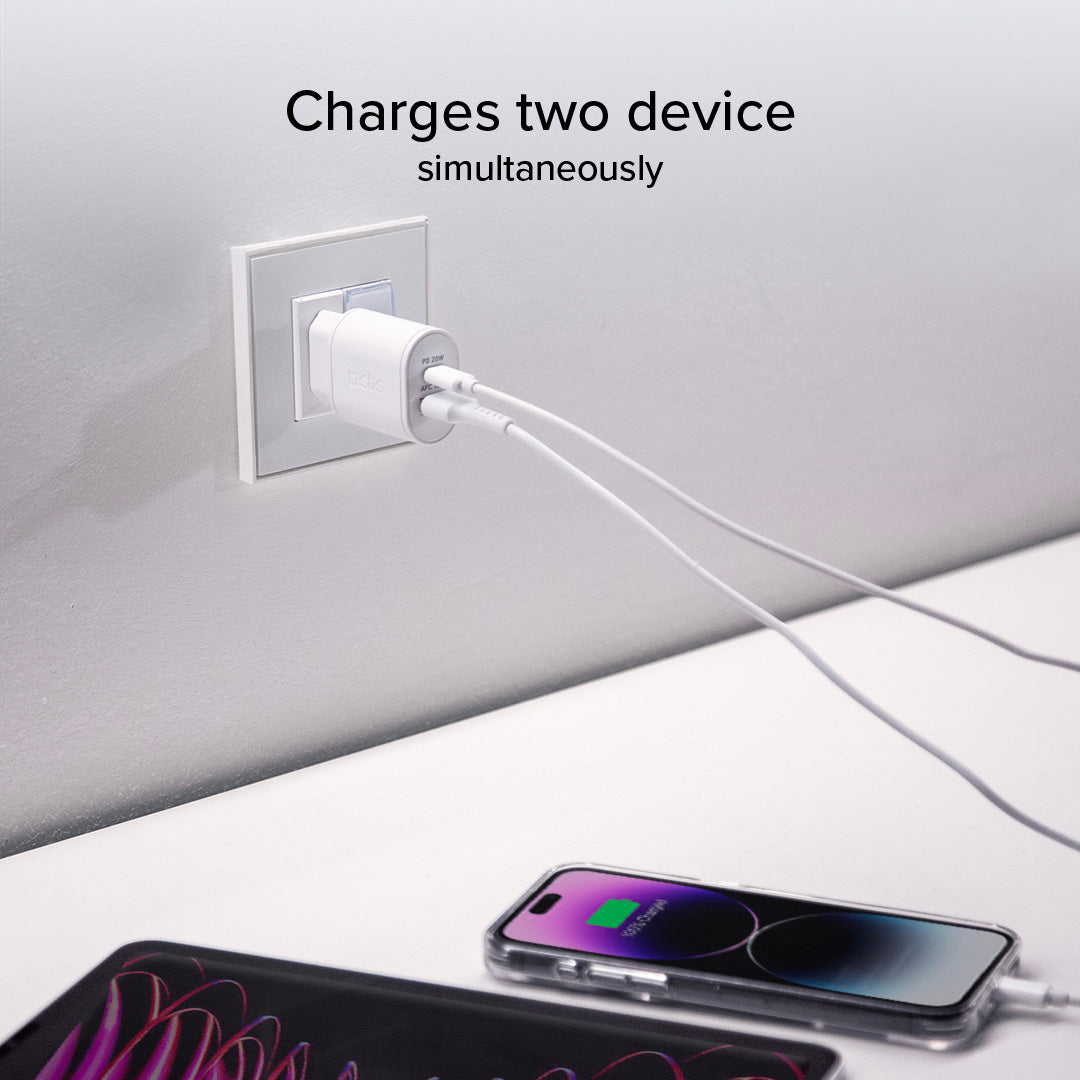 Caricabatterie caricatore 20 Watt - Ricarica ultra rapida e due porte USB