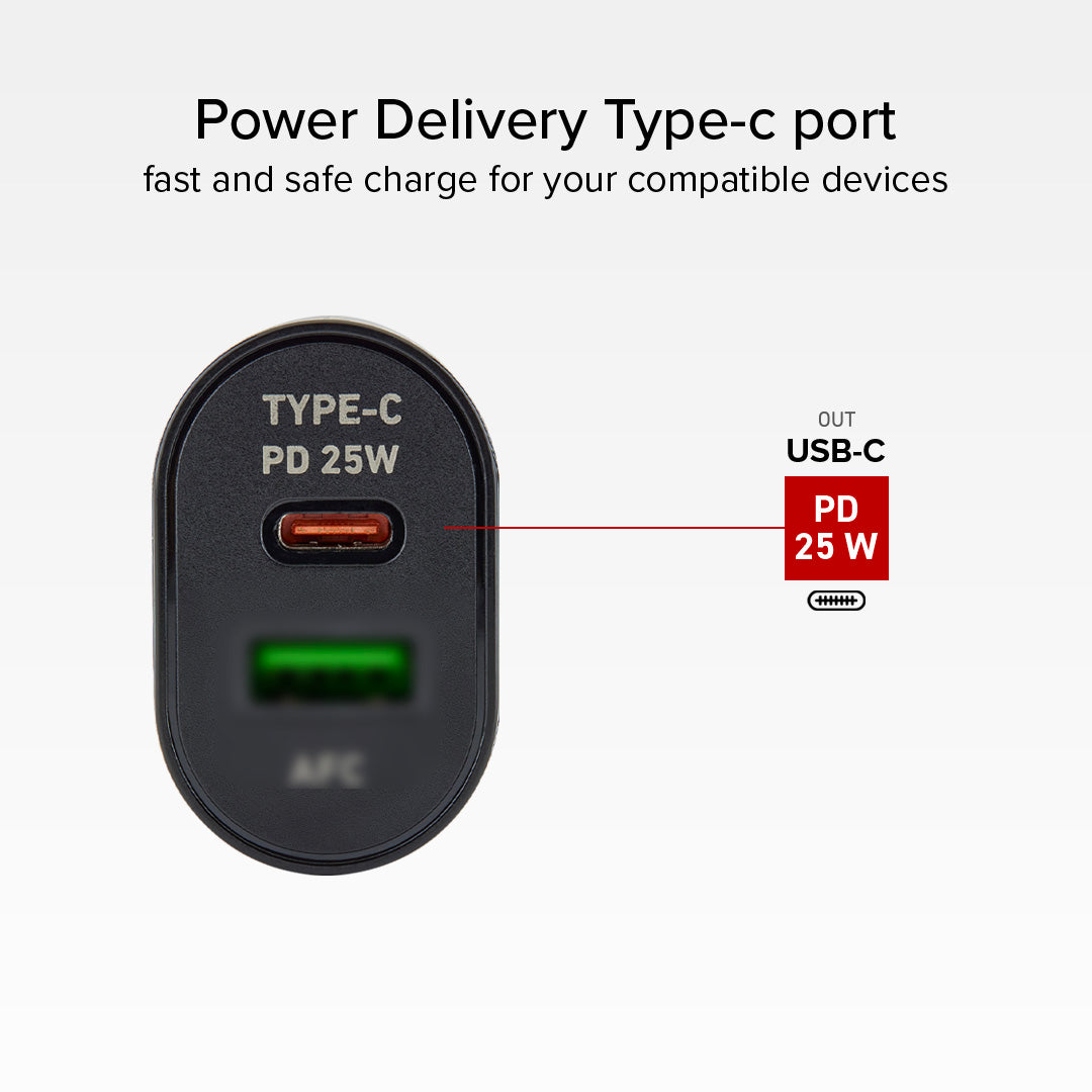 Caricatore caricabatterie 25 Watt - Ricarica ultra rapida e uscita USB-C