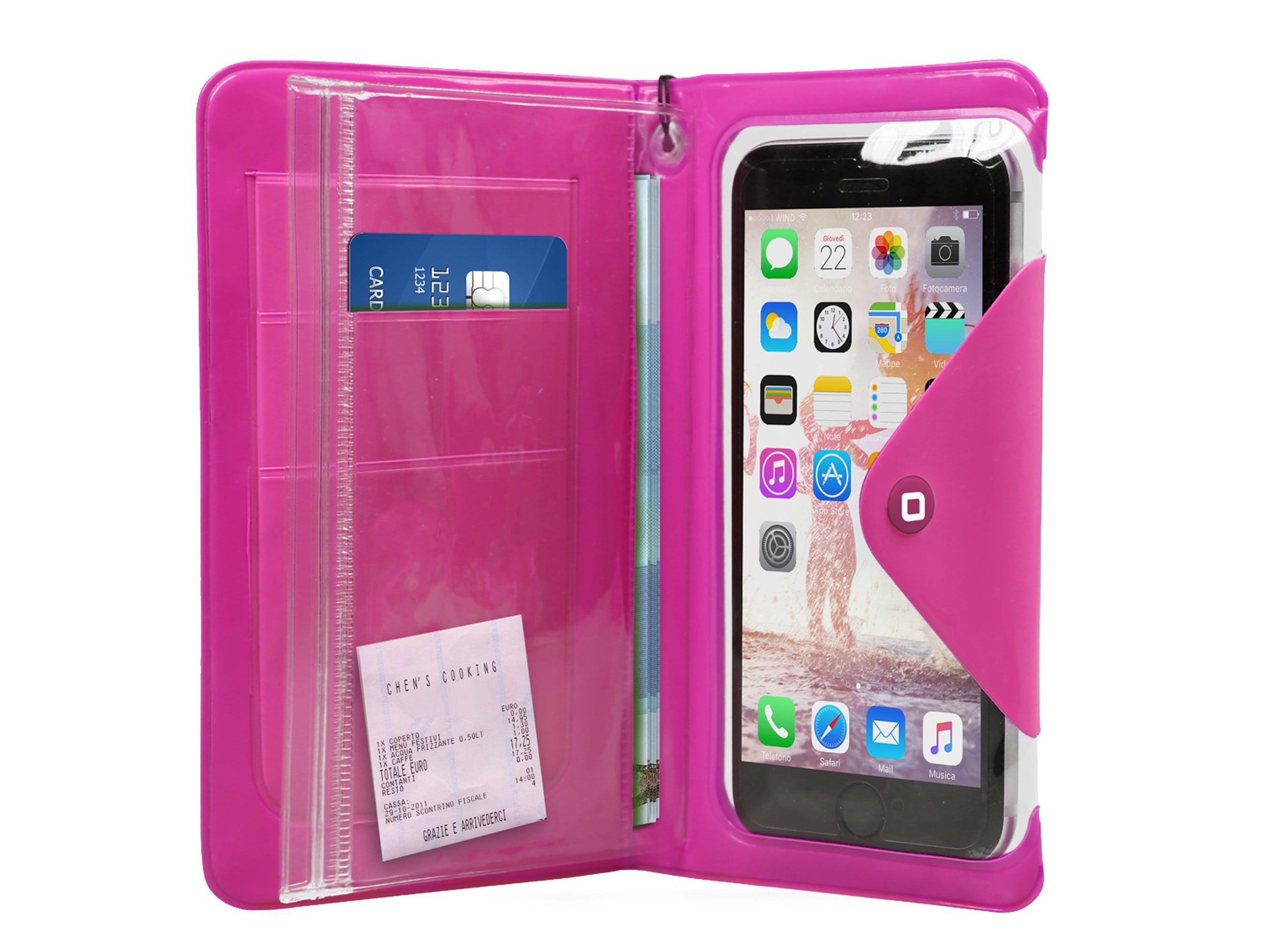 Splash-resistant transparent universal case