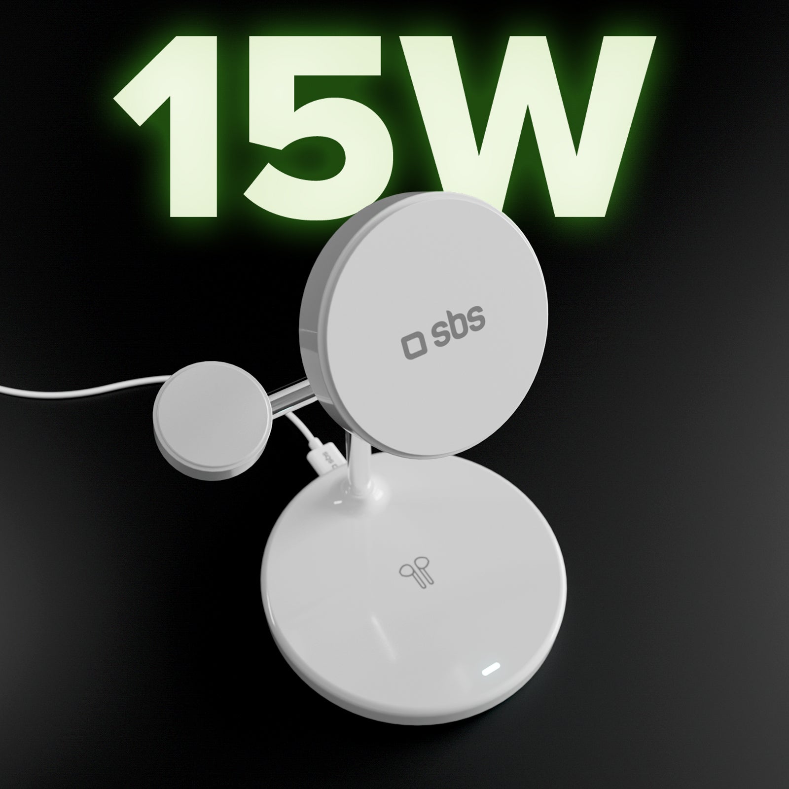 Estación de carga inalámbrica Qi2 3x1 para iPhone 16/15/14/13/12, smartphones Android, Apple Watch y auriculares inalámbricos