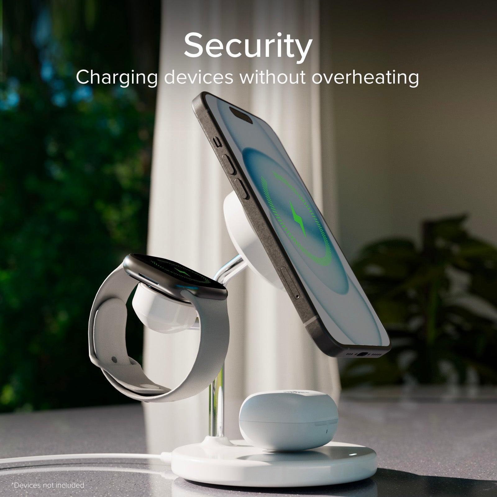 Stazione ricarica wireless Qi2 per cellulari, Apple Watch, auricolari wireless
