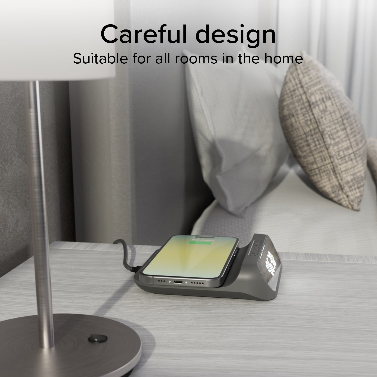 2-in-1-Wecker mit kabelloser Aufladung