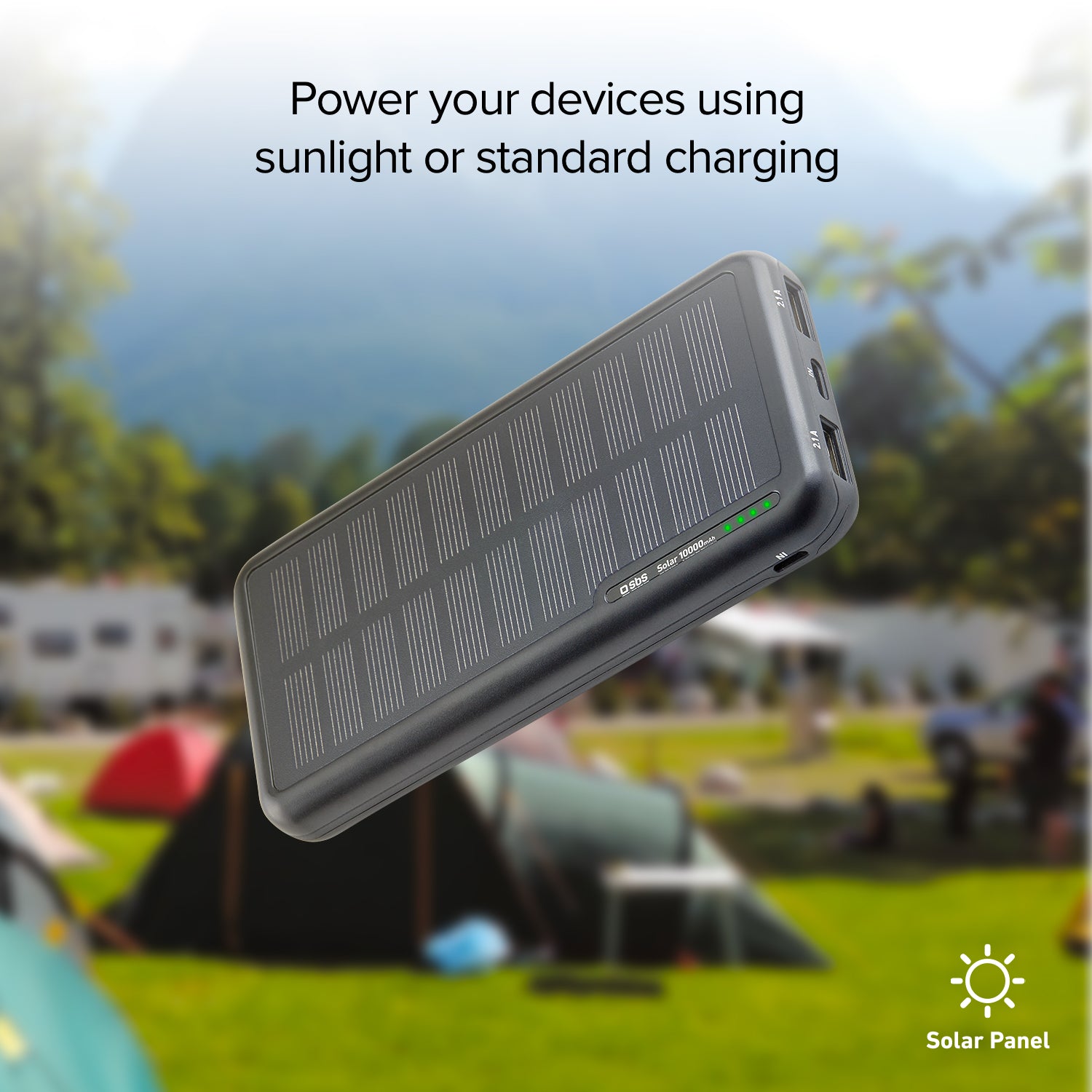 Power bank 10.000 mAh con pannello solare