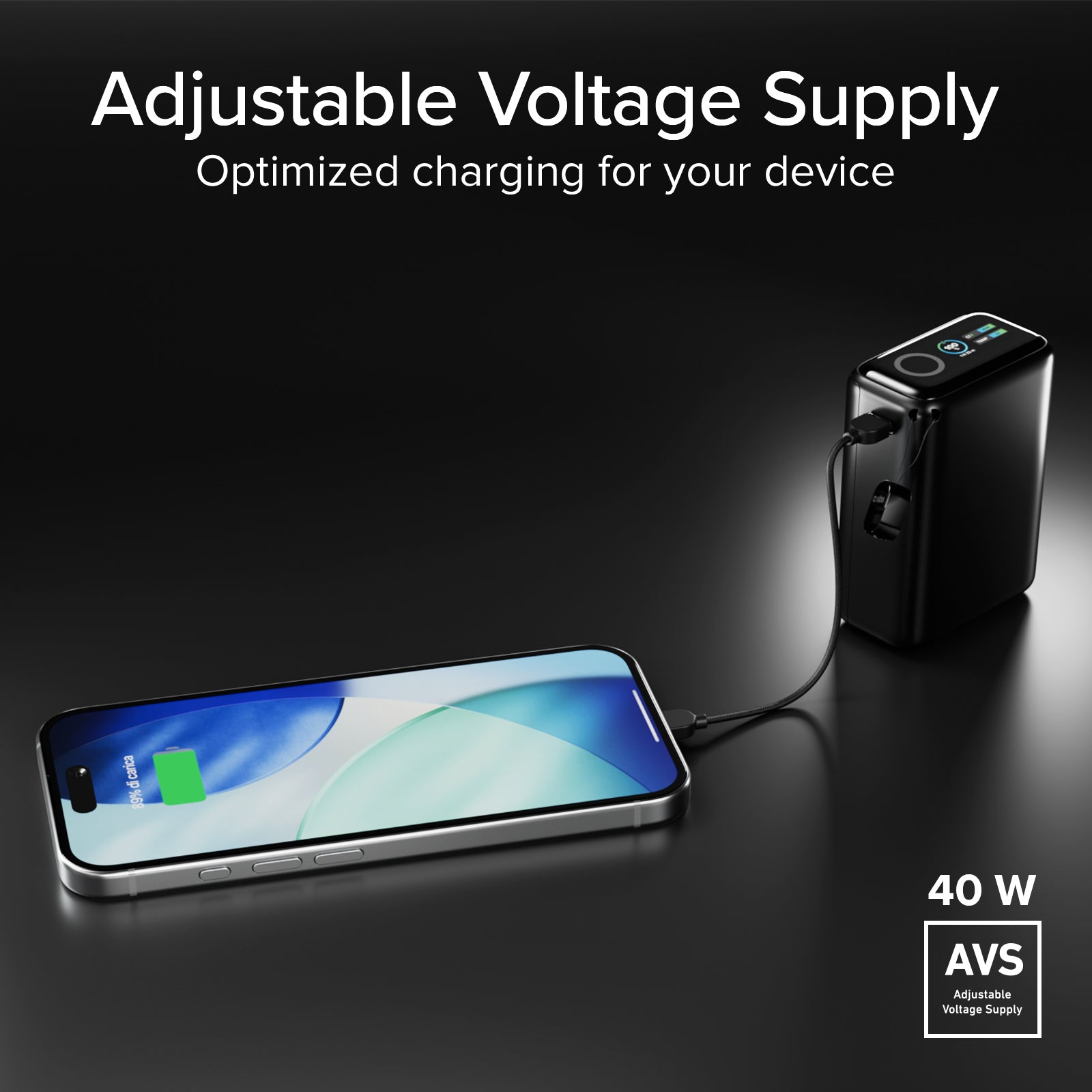 Power bank 10000 mAh 40W PD con display TFT