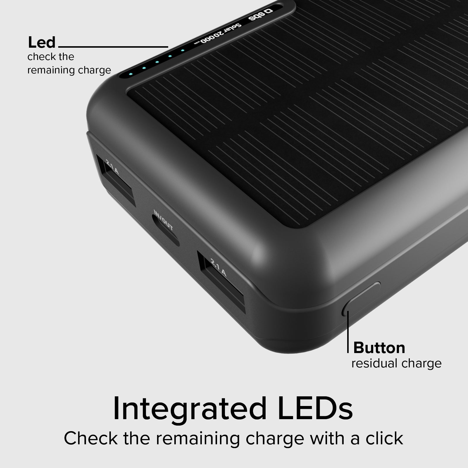 Power bank 20.000 mAh con pannello solare